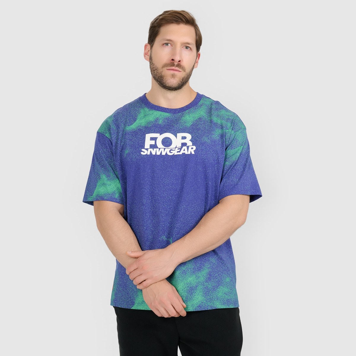T-shirt loose s potlačou pánsky - fialový · záber 1