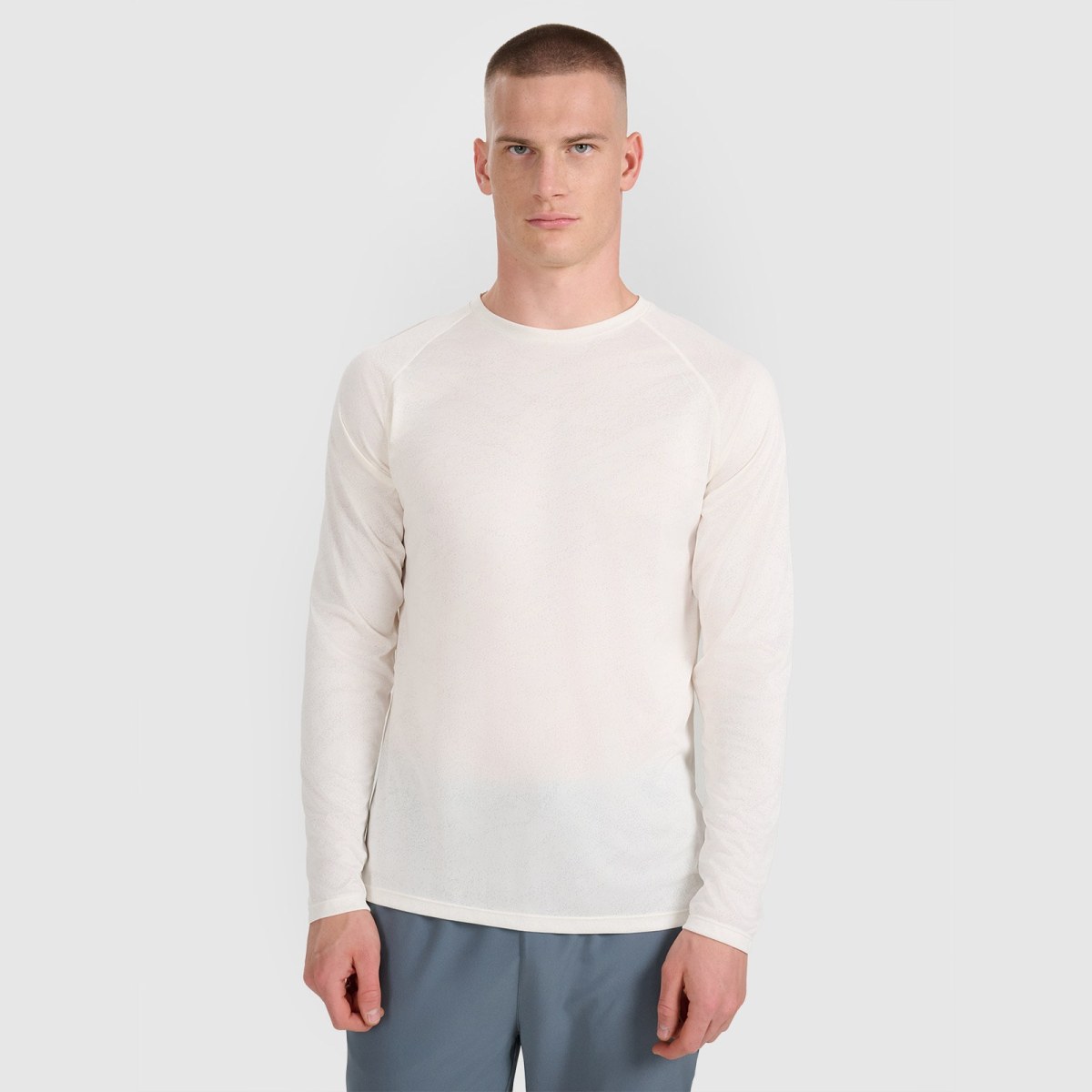 Pánsky rýchloschnúci bežecký longsleeve - biely · záber 1