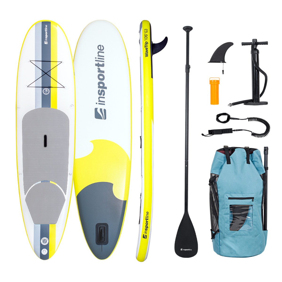 Paddleboard s príslušenstvom inSPORTline WaveTrip 10'6" G3 - Farba: Modrá · záber 2