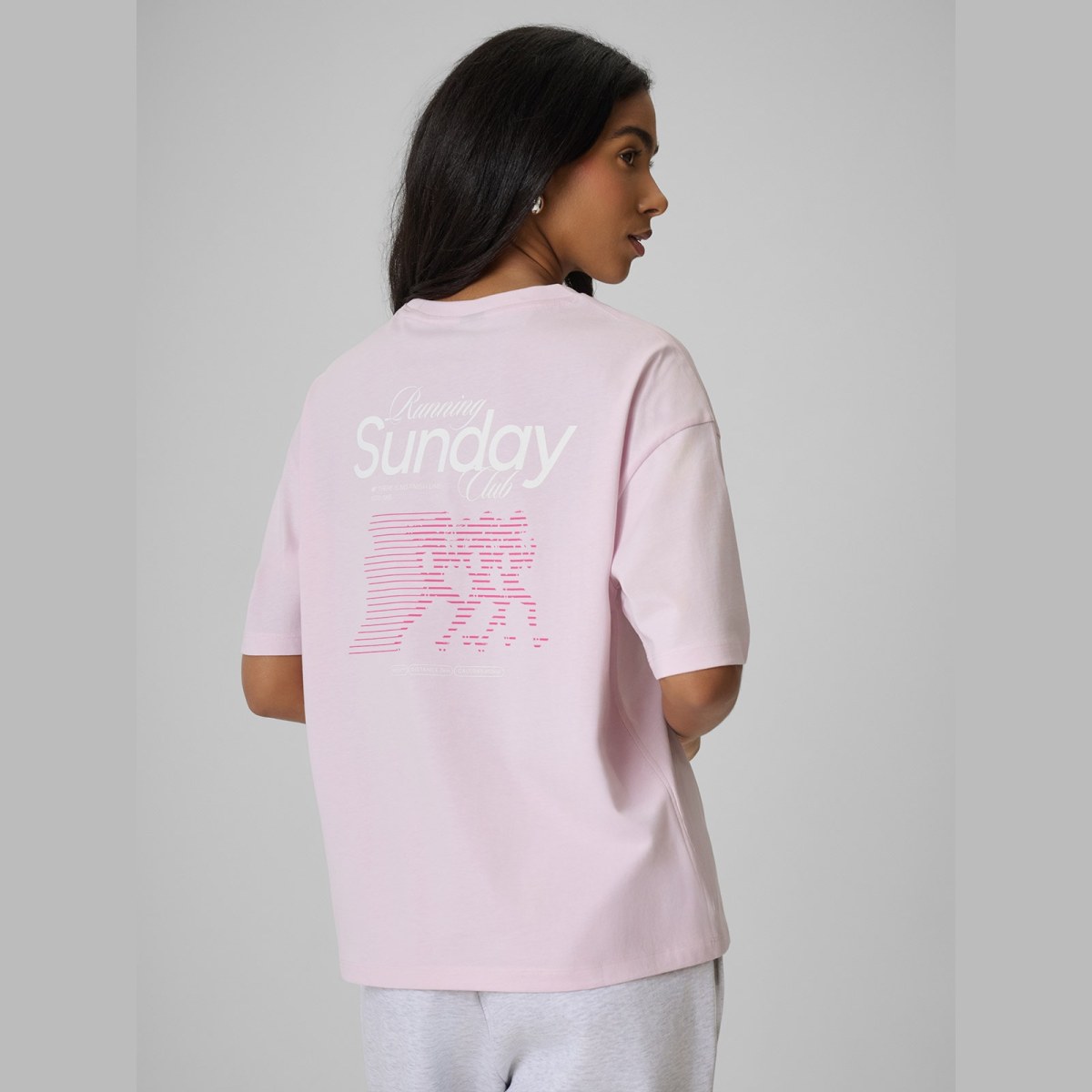 T-shirt loose s potlačou dámsky - ružový · záber 1