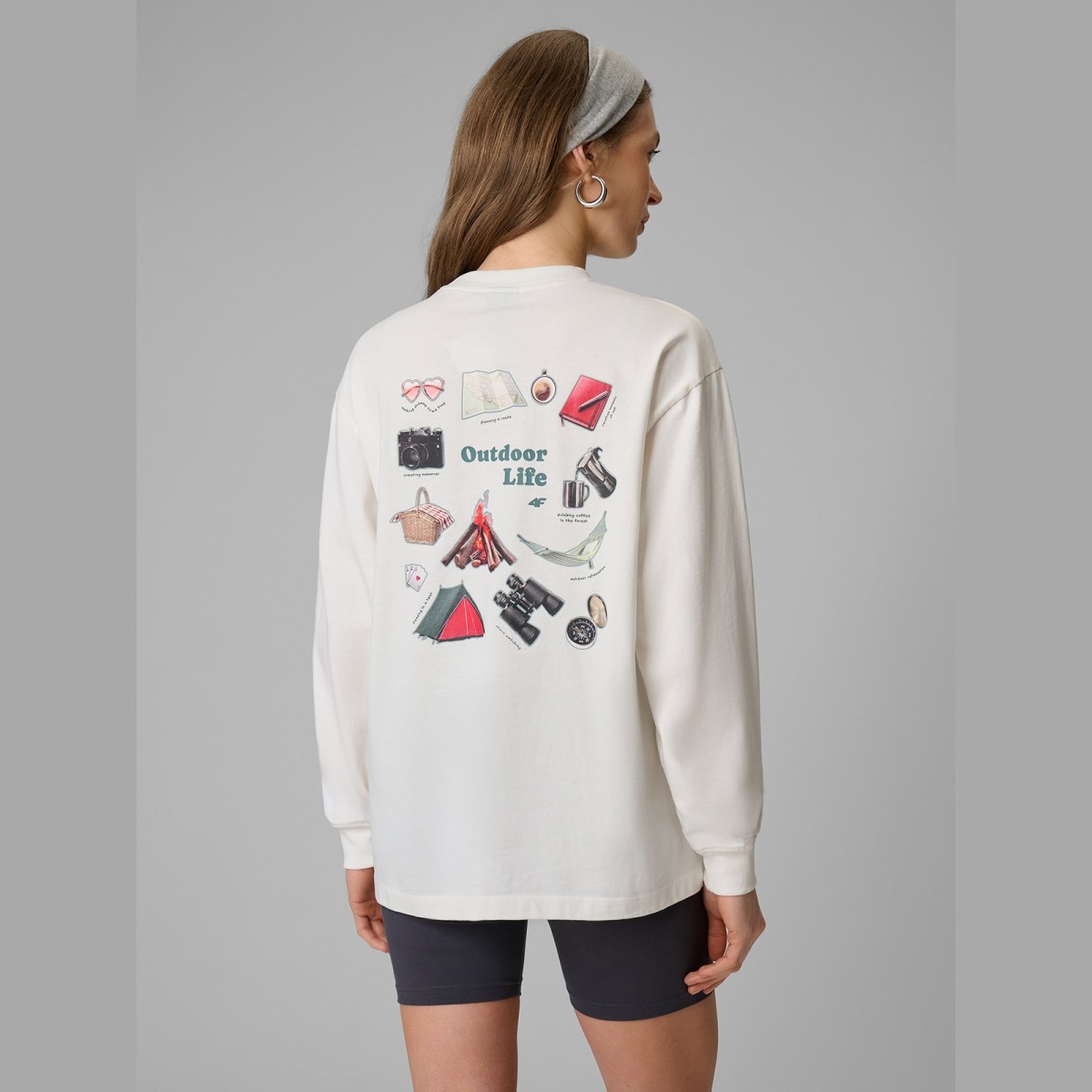 Longsleeve regular s potlačou dámsky - biely · záber 2