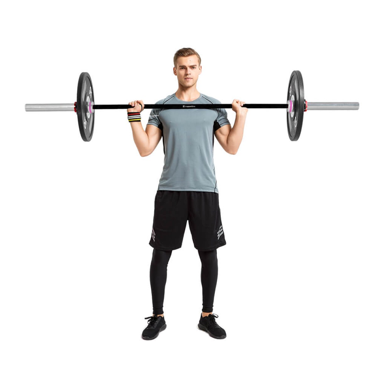 Vzpieračská tyč s ložiskami inSPORTline OLYMPIC OB-86 WTBH4 201cm/50mm • 15kg • do 225 kg • bez objímok · záber 2