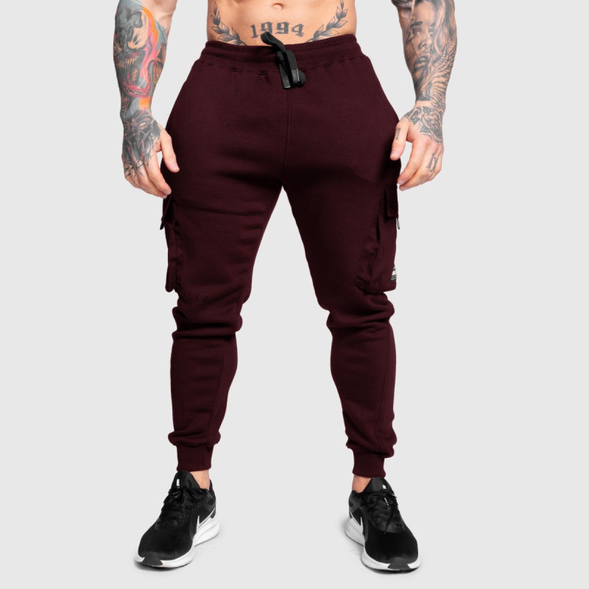 Pánske tepláky Iron Aesthetics Cargo Joggers, bordové · záber 2