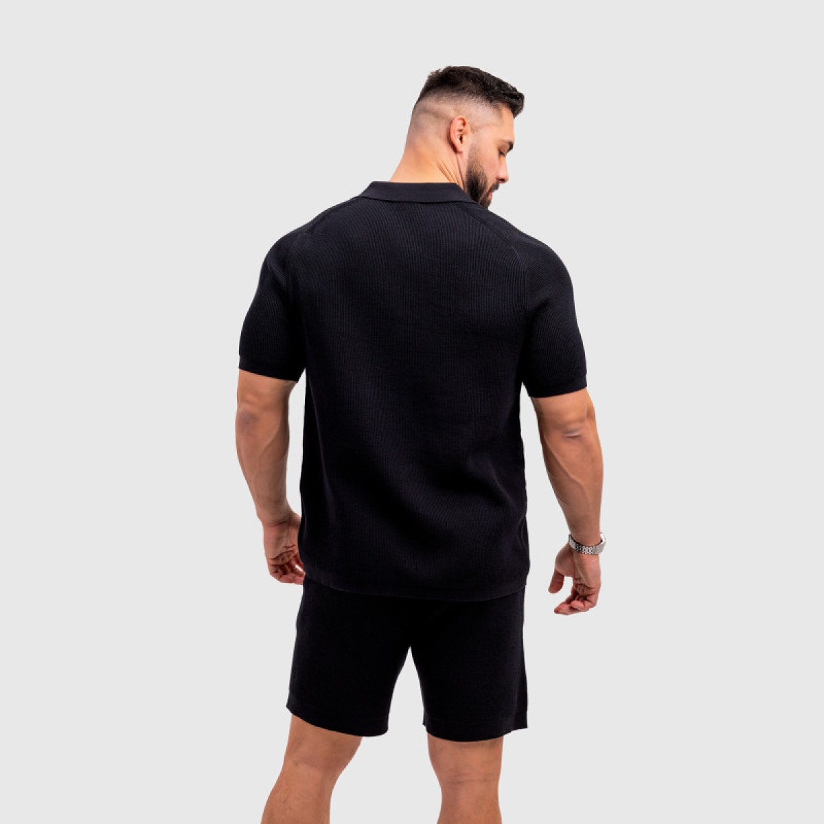 Pánska pletená košeľa Iron Aesthetics Vibe, čierna · záber 5