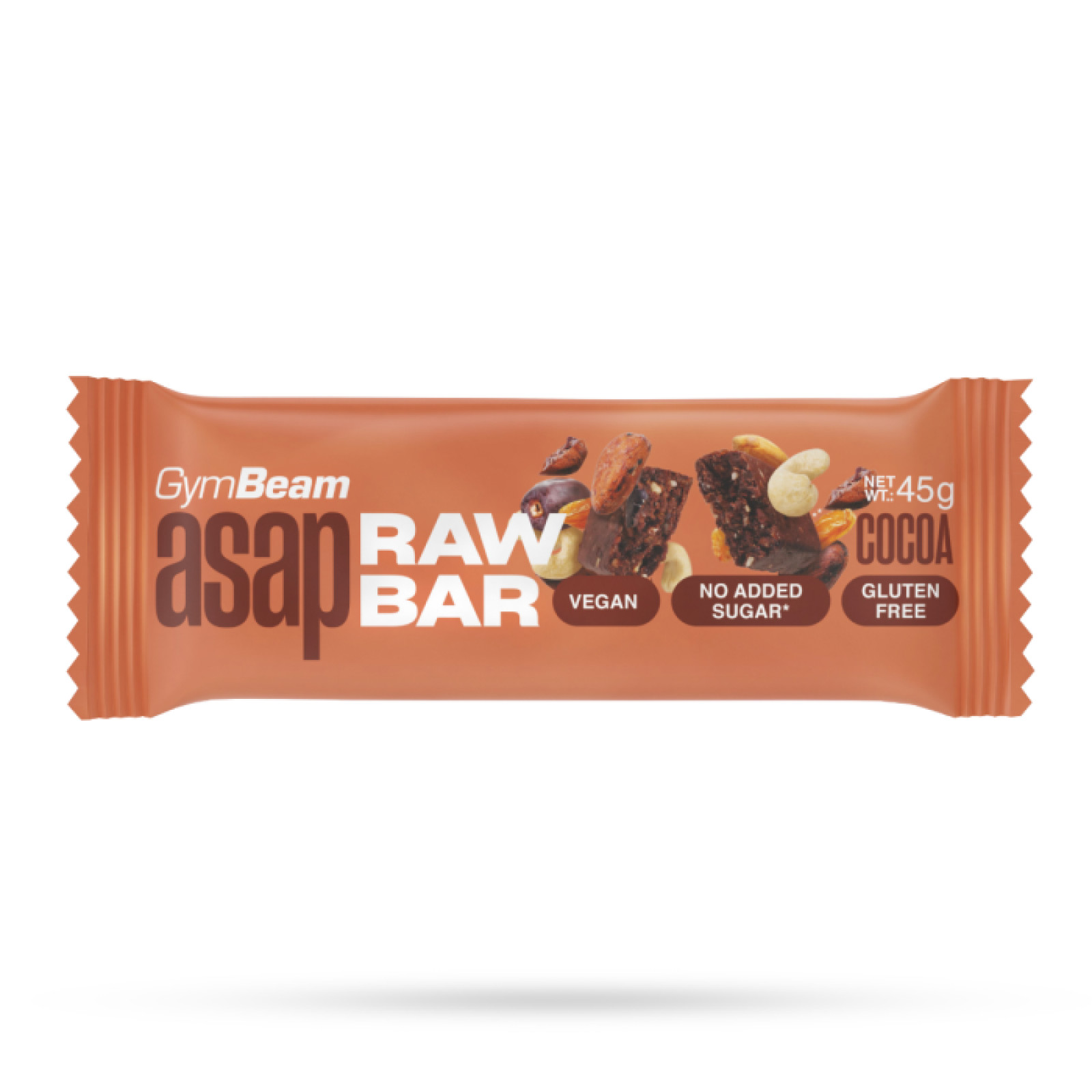 GymBeam ASAP Raw Bar kakao - Príchuť: Kakao | Hmotnosť: 0,045 kg | Balenie: 20 · záber 1