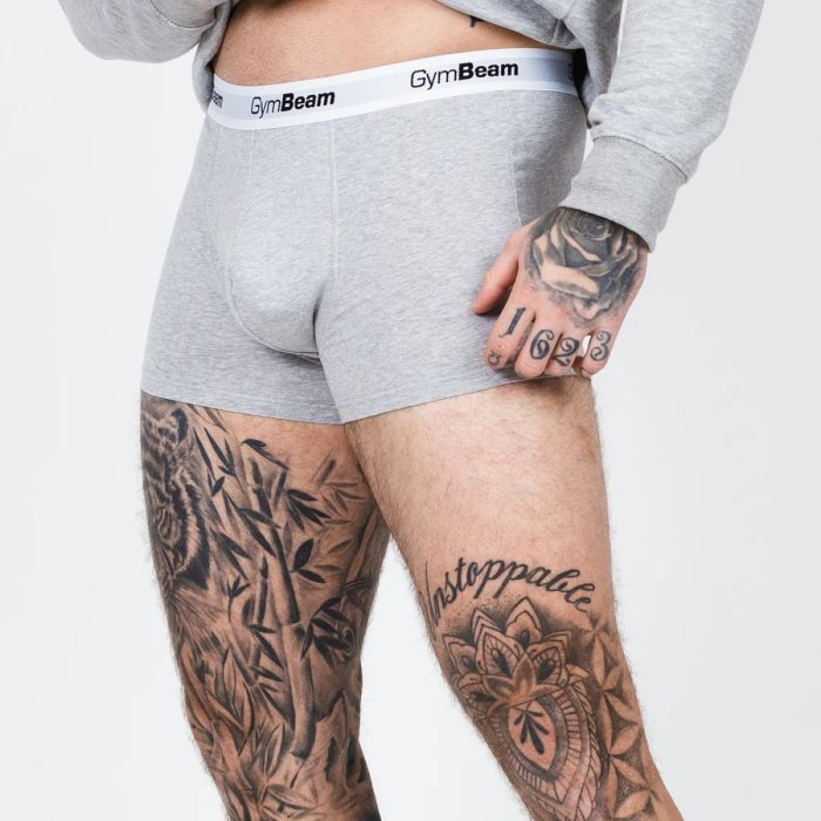 GymBeam Pánske boxerky Essentials 3Pack Grey XXXLXXXL · záber 1