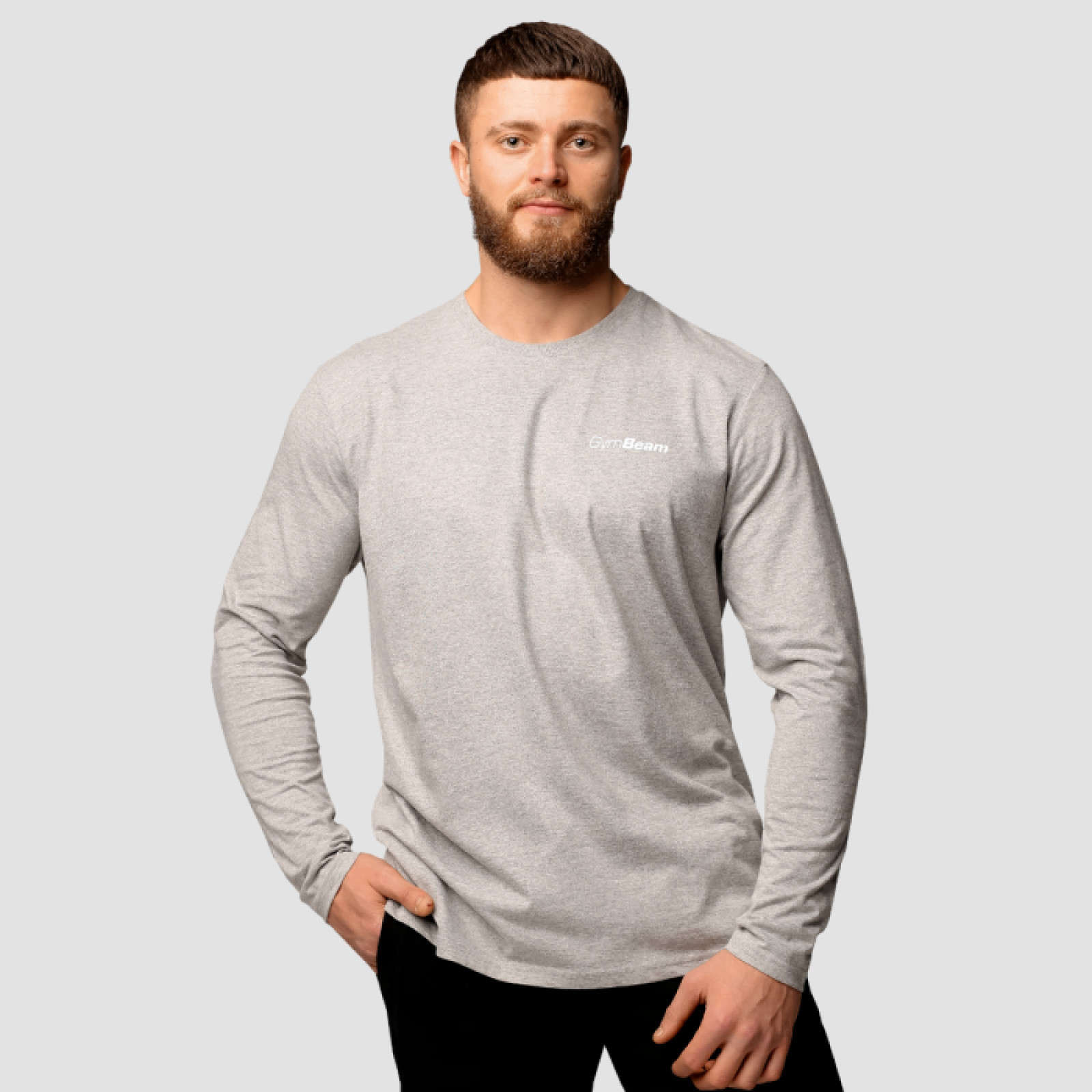 GymBeam Tričko Basic s dlhým rukavom Grey SS · záber 1