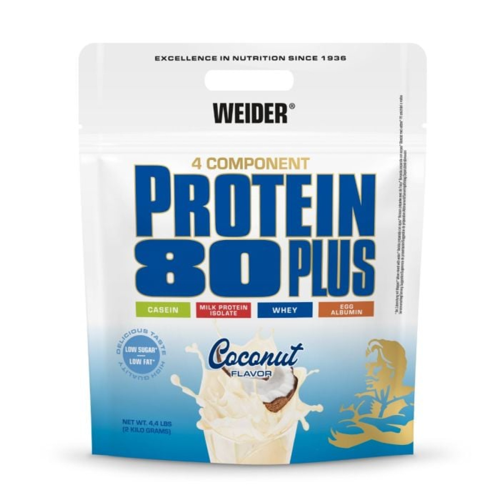 Weider Potein 80 PLUS kokos - Príchuť: Kokos | Hmotnosť: 2,088 g | Balenie: 2 · záber 1