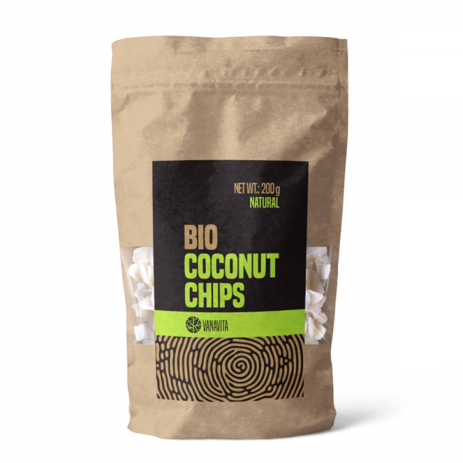VanaVita- BIO kokosové chipsy natural - Hmotnosť: 0,2 kg | Balenie: 8 · záber 1