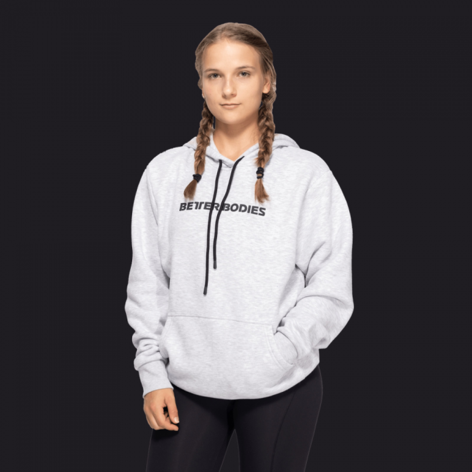 Better Bodies Hoodie Logo Light Grey Melange L · záber 1