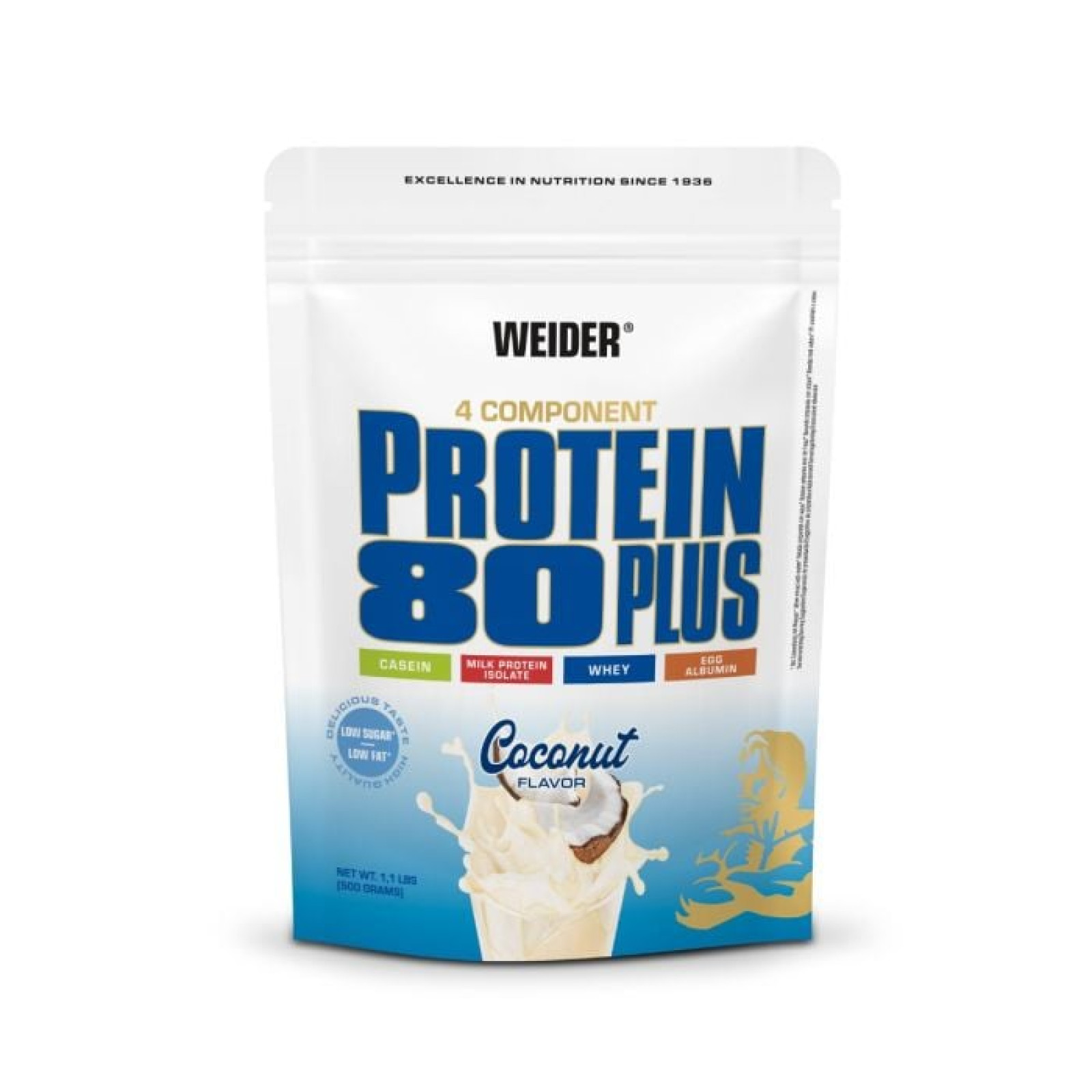 Weider Potein 80 PLUS kokos - Príchuť: Kokos | Hmotnosť: 0,5 kg | Balenie: 5 · záber 1