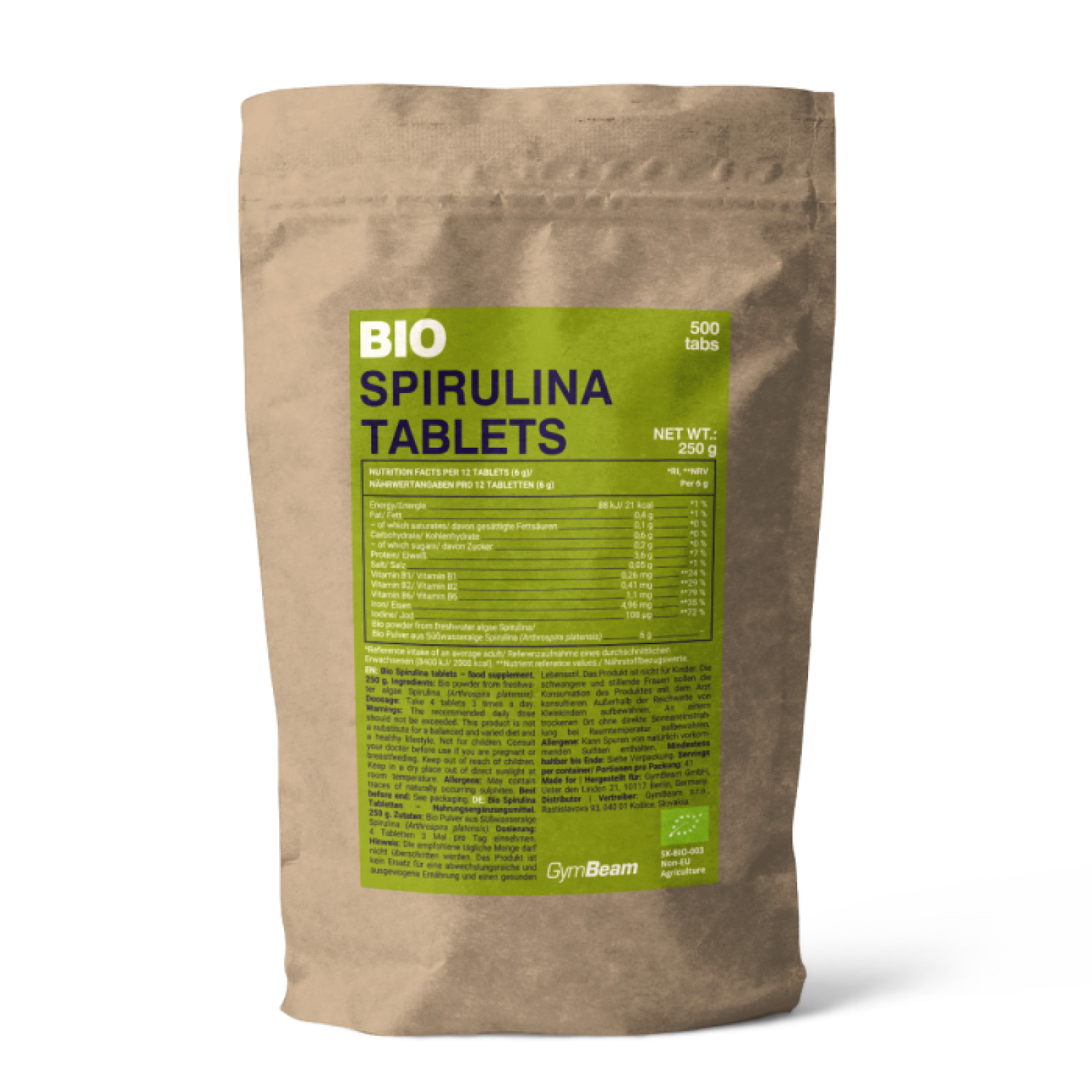 GymBeam BIO Spirulina 500 tab. bez príchute · záber 1