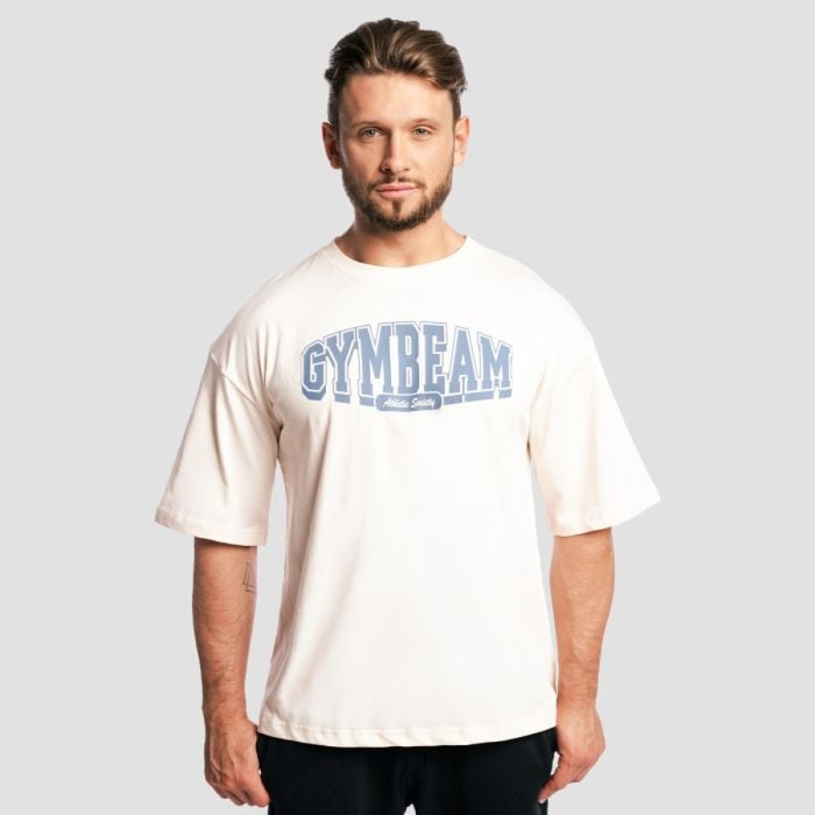 GymBeam Tričko Boxy Athletic Society Cream XXXL · záber 1