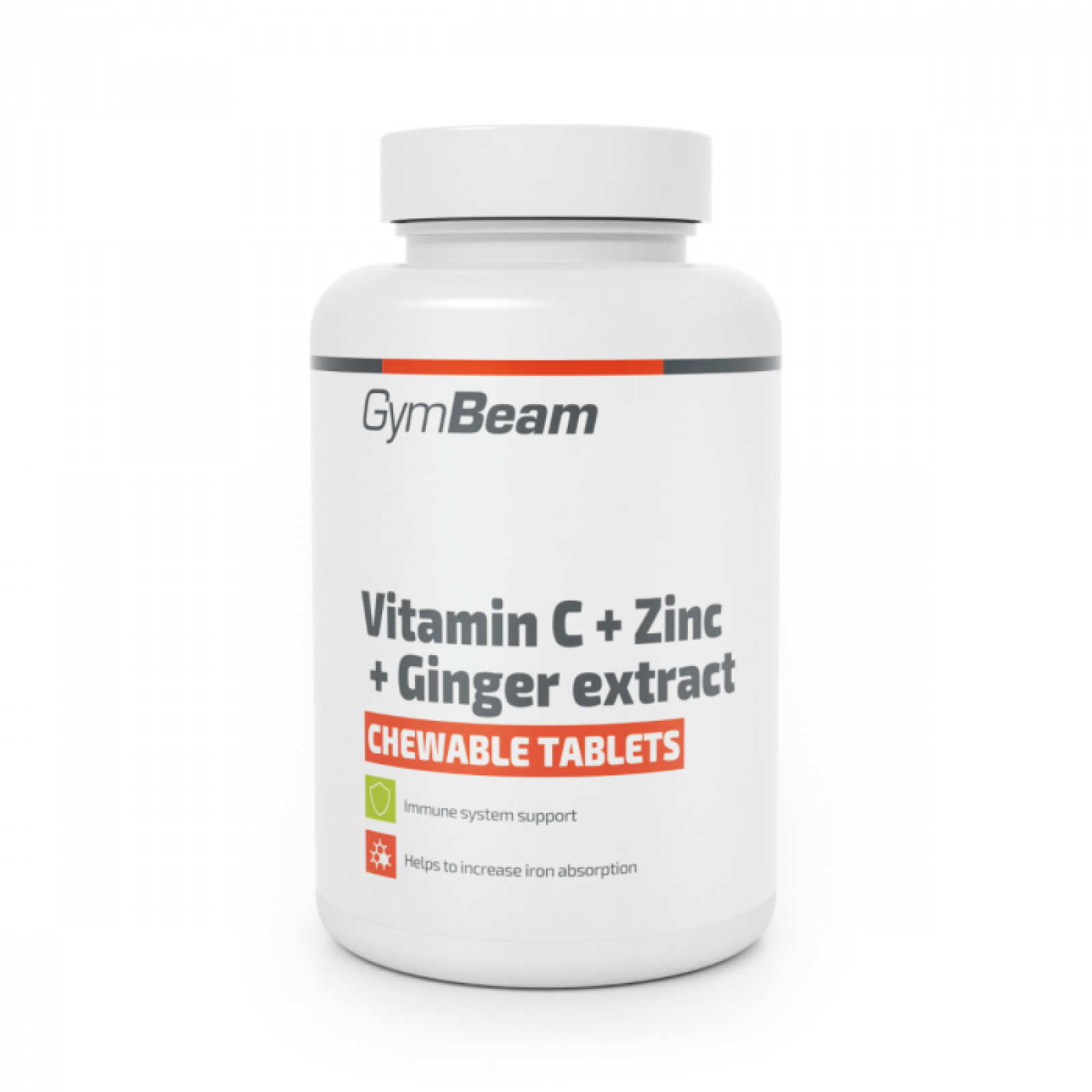 GymBeam Vitamín C + Zinok + extrakt zo zázvoru tablety na cmúľanie · záber 1