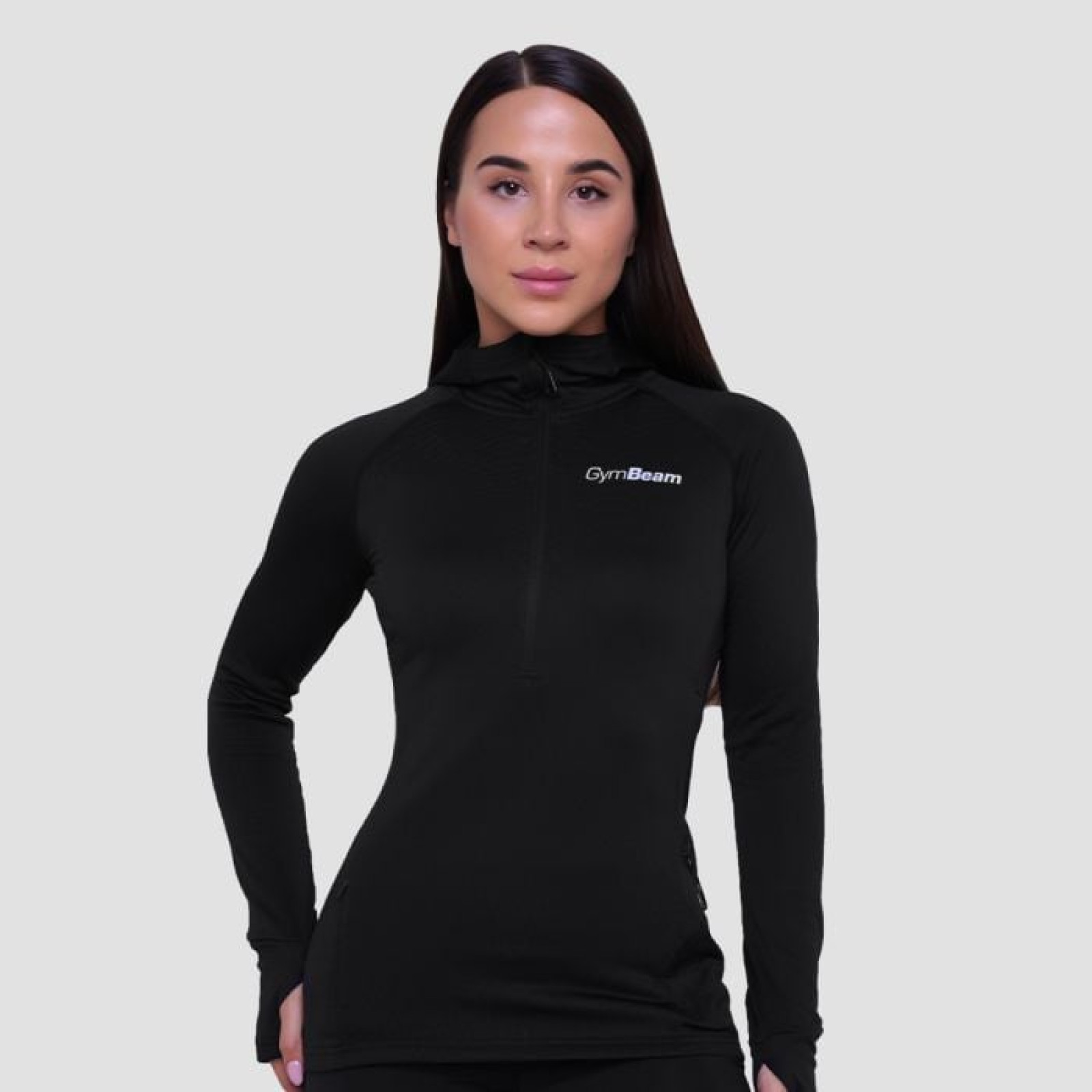 GymBeam Dámska bežecká mikina 1/2 Zip Pulse Black LL · záber 1