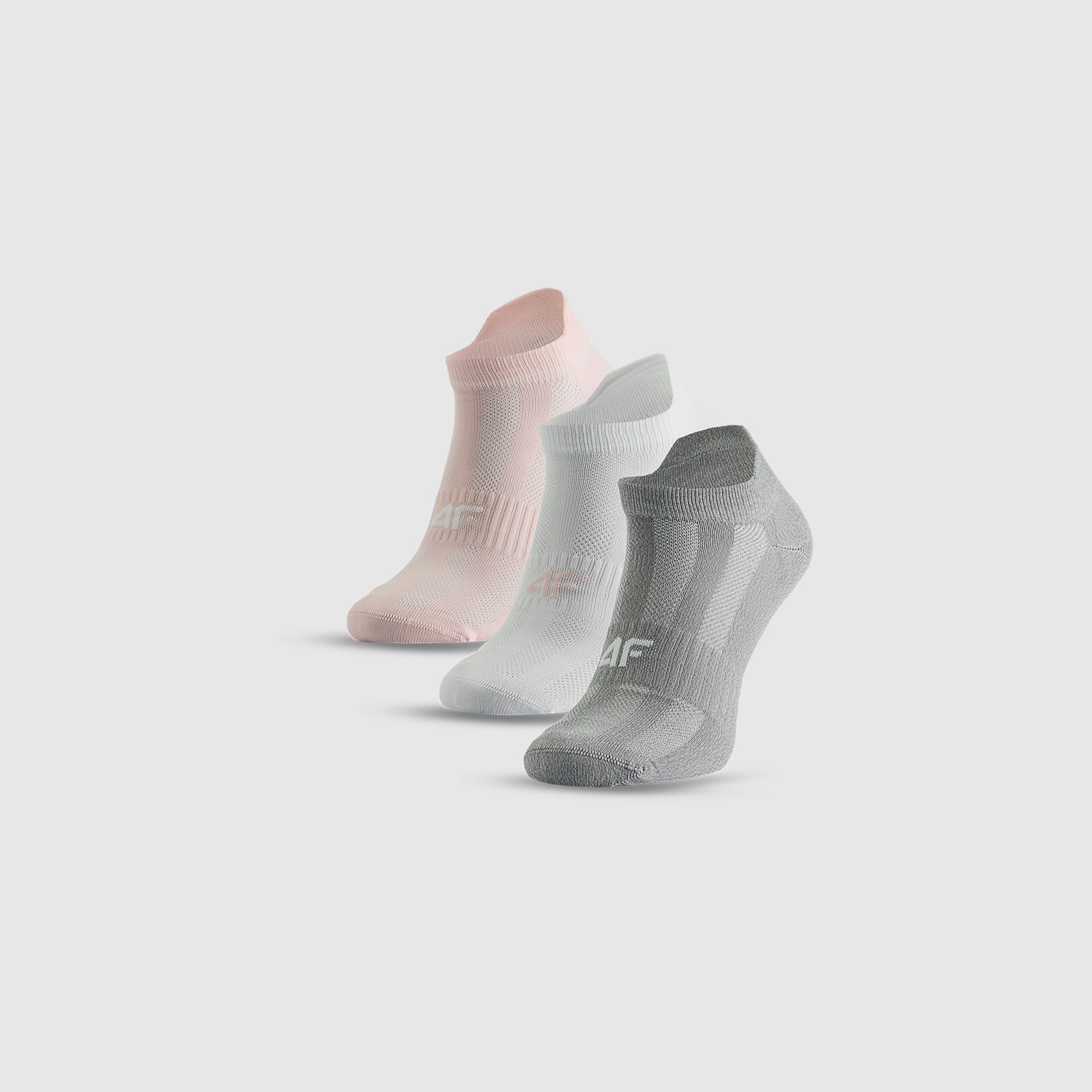 Tréningové krátke ponožky (3-pack) dámske - sivé+biele+ružové · záber 1