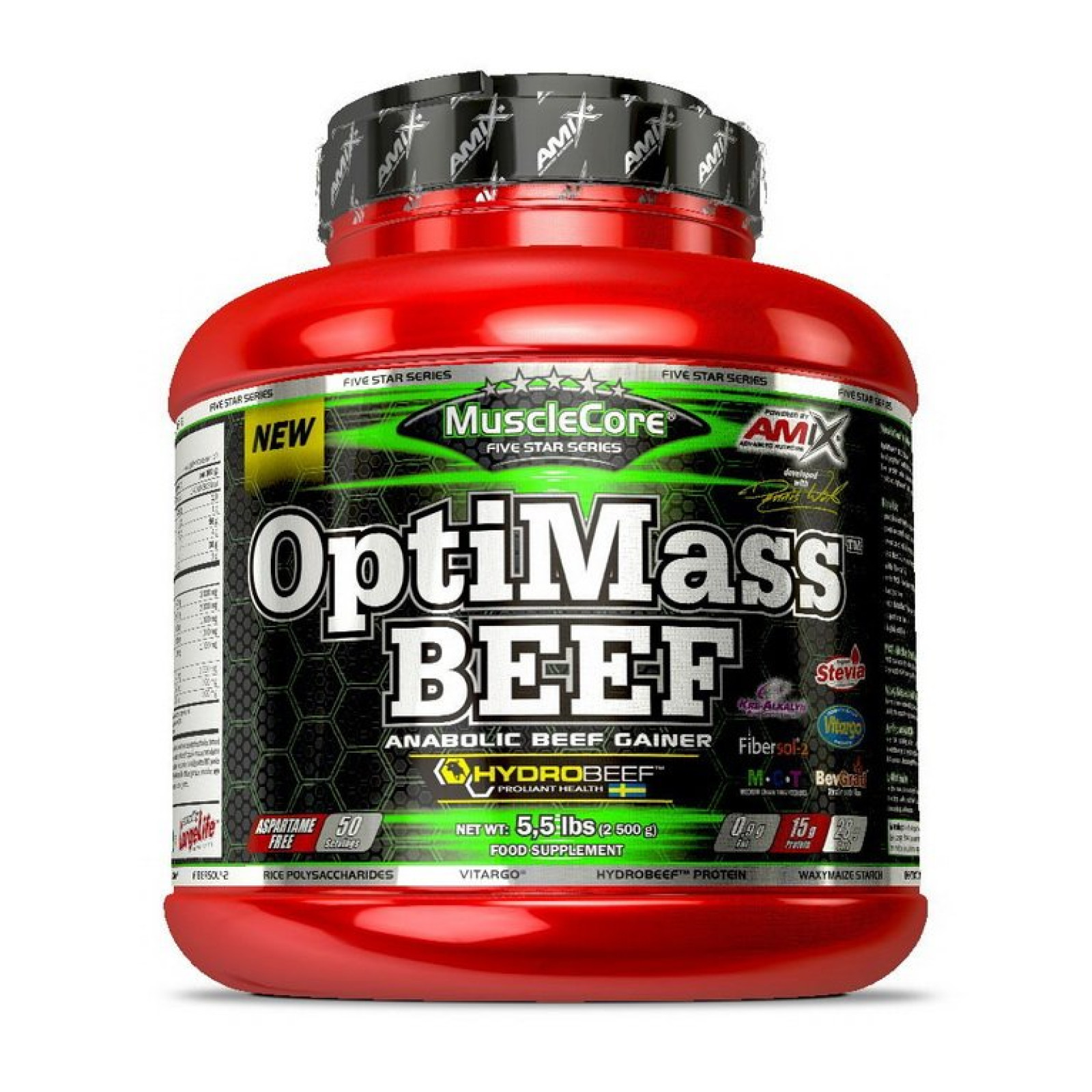 OptiMass Beef Anabolic Gainer - Amix 2500 g Double Choco Coconut · záber 1