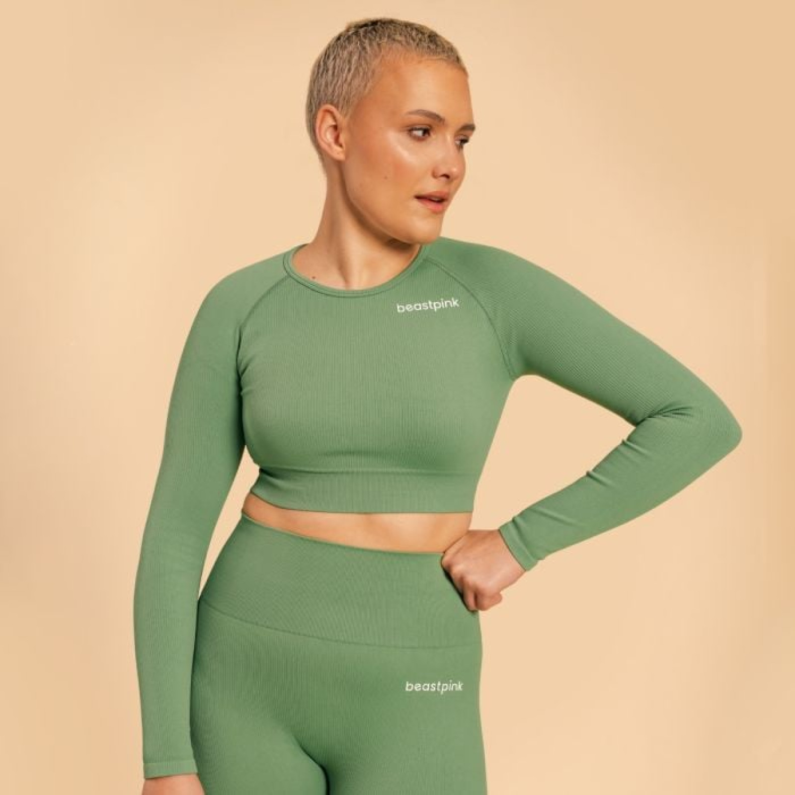 BeastPink Dámske tričko Hyper Crop-Top Olivine SS · záber 1