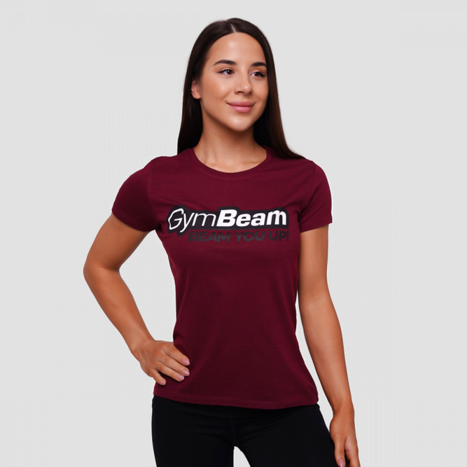 GymBeam Dámske Tričko Beam Burgundy SS · záber 1