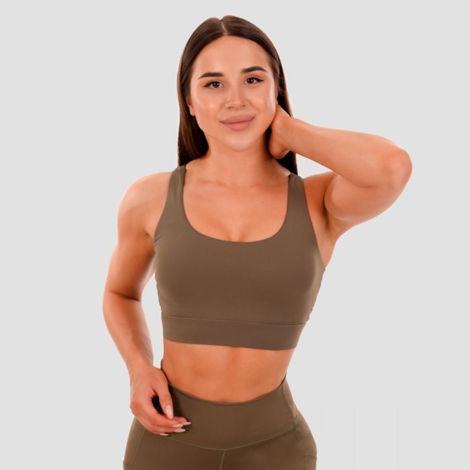 GymBeam Športová podprsenka Cut-Out olive XSXS · záber 1