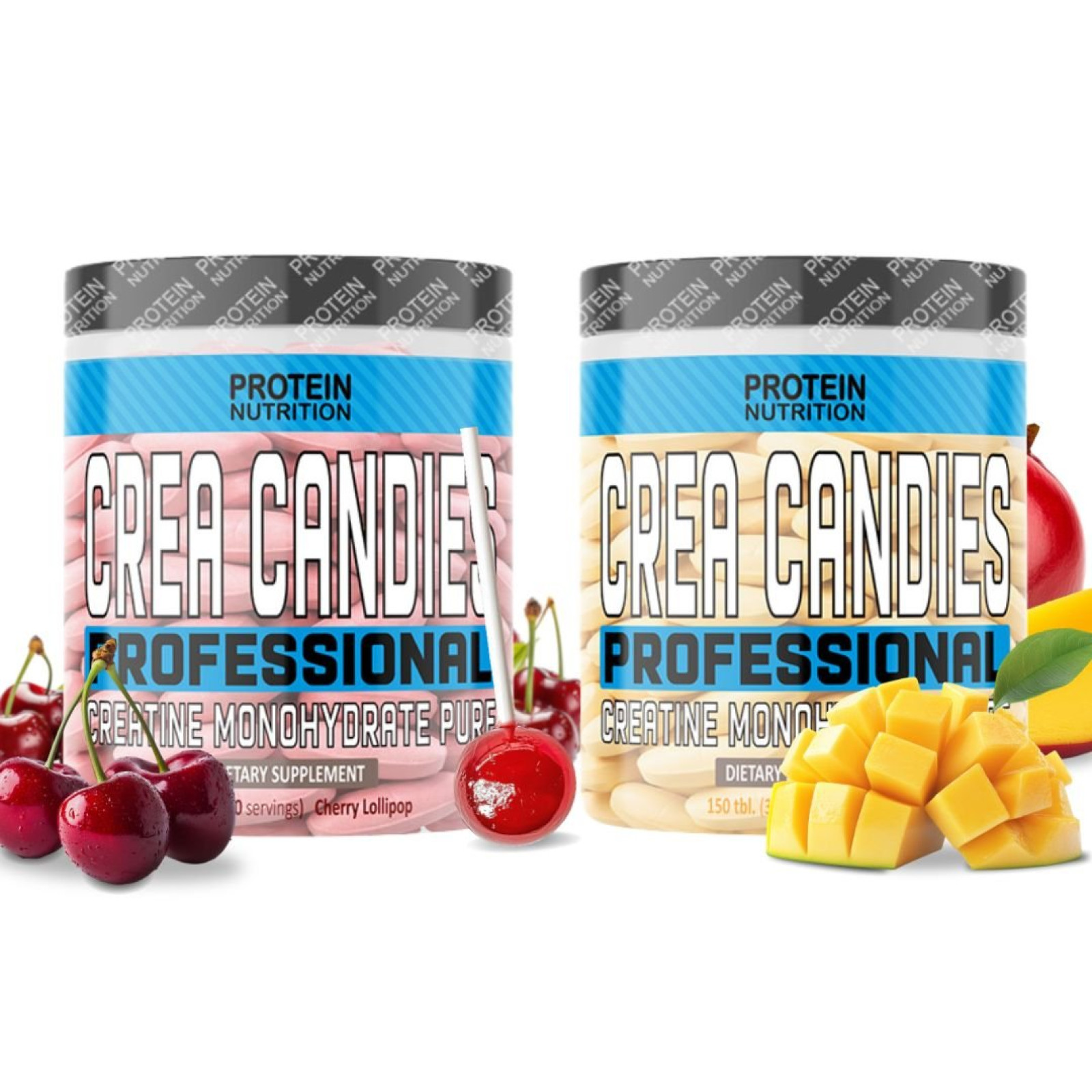 1+1 Zadarmo: Creatine Candies - Protein Nutrition 150 tbl. + 150 tbl. Cherry Lollipop + Mango · záber 1