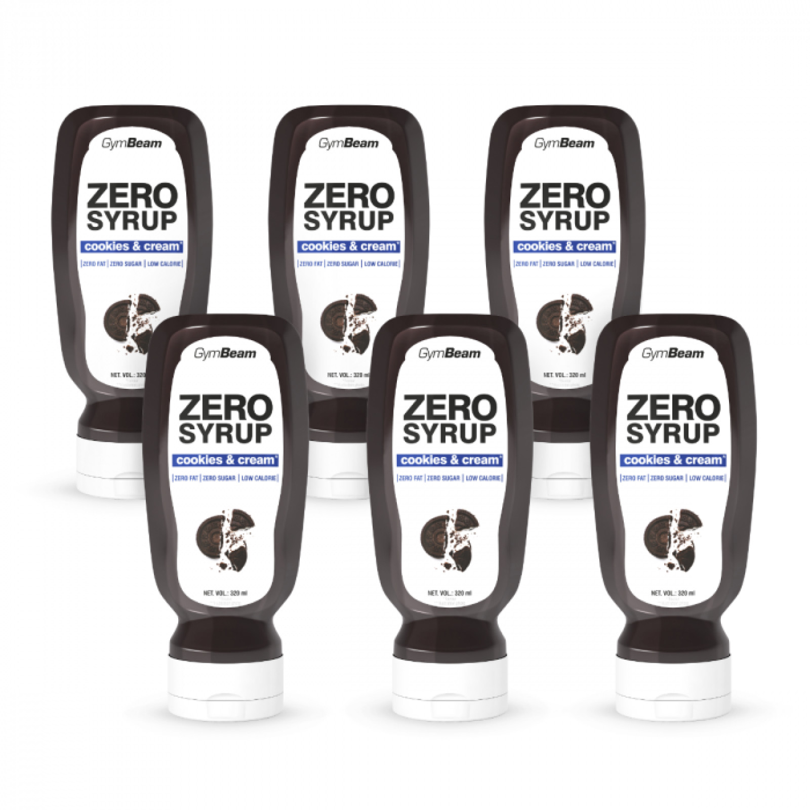 GymBeam ZERO SIRUP Cookies & Cream - Objem: 6 x 320 ml | Hmotnosť: 2,25 g · záber 1