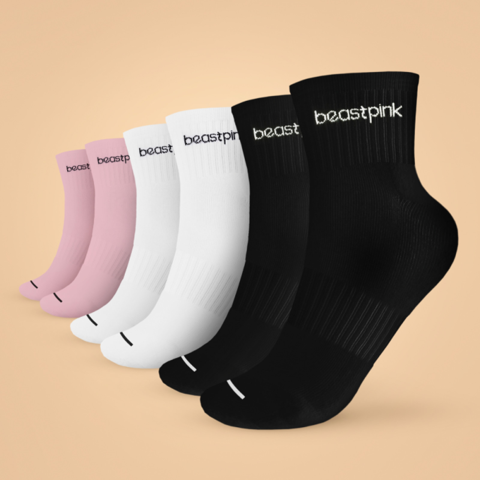 BeastPink Ponožky Midhigh Socks 3Pack White Black Pink MM · záber 1