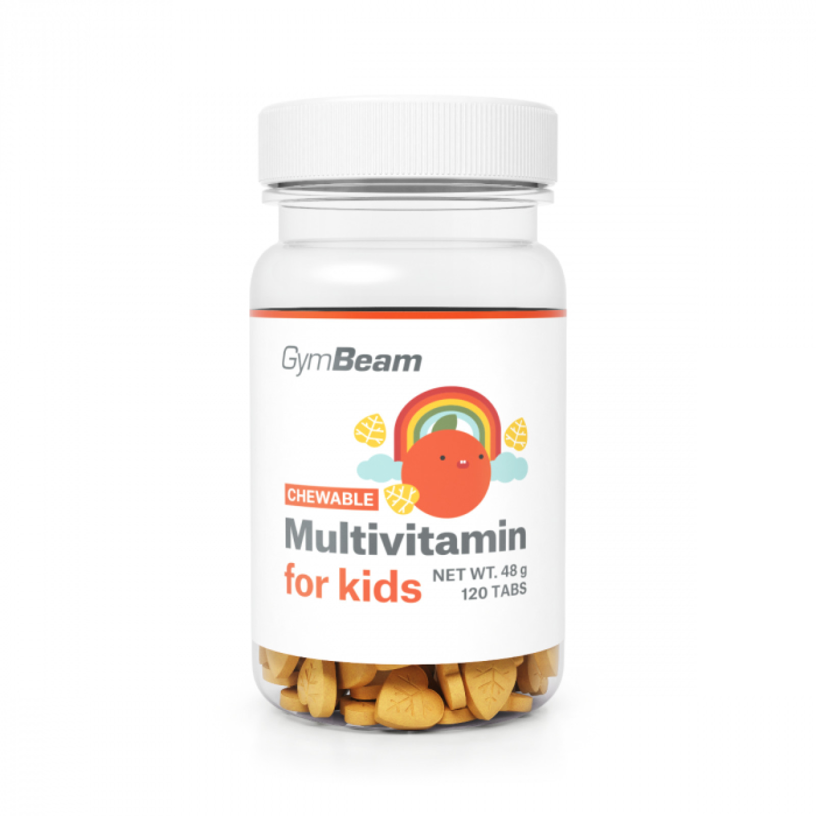 GymBeam Multivitamín, tablety na cmúľanie pre deti pomaranč · záber 1