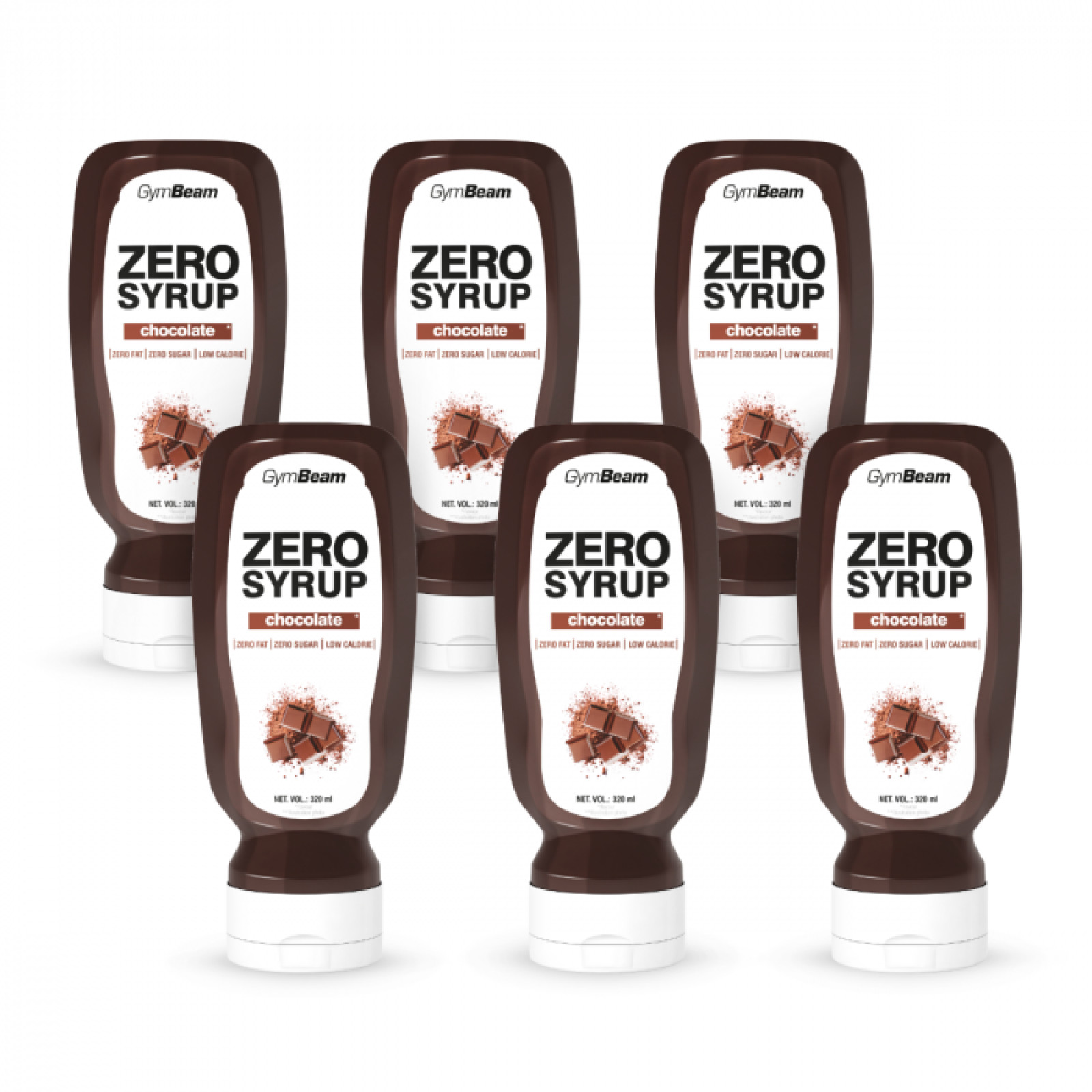 GymBeam ZERO SIRUP čokoláda - Hmotnosť: 1,92 kg | Objem: 6 x 320 ml · záber 1