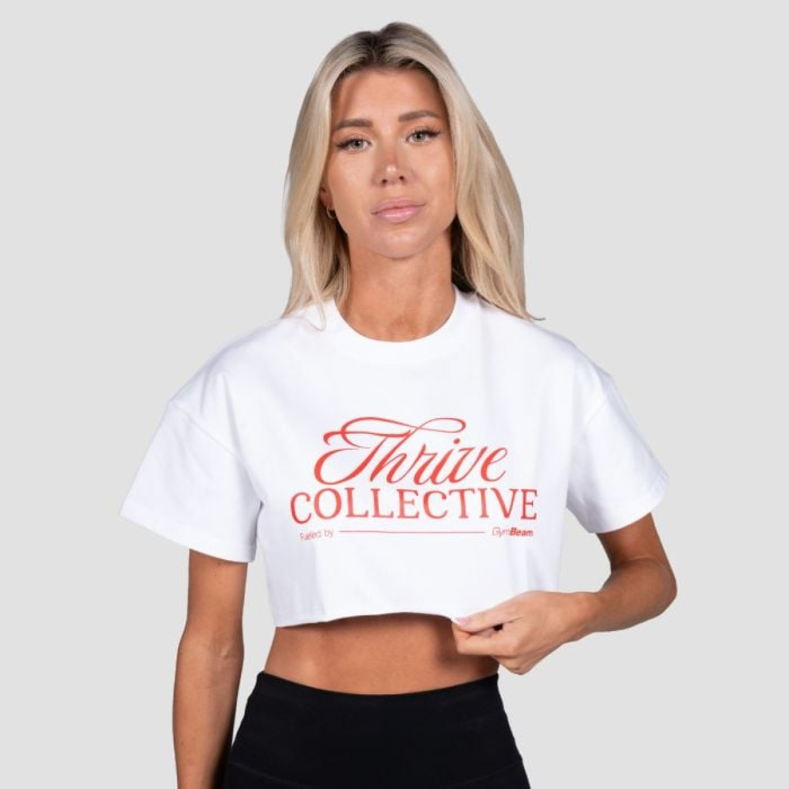 GymBeam Dámske cropped tričko Thrive White S · záber 1