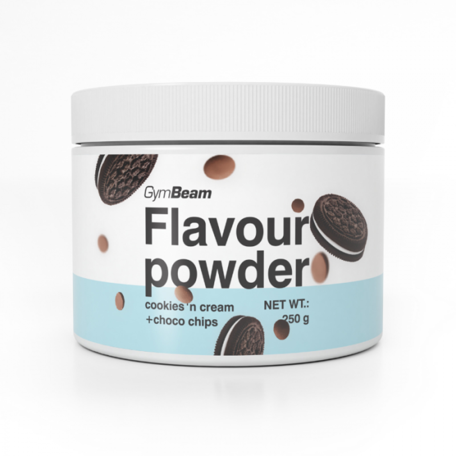 GymBeam Flavour powder cookies & cream a čokoládové kúsky · záber 1