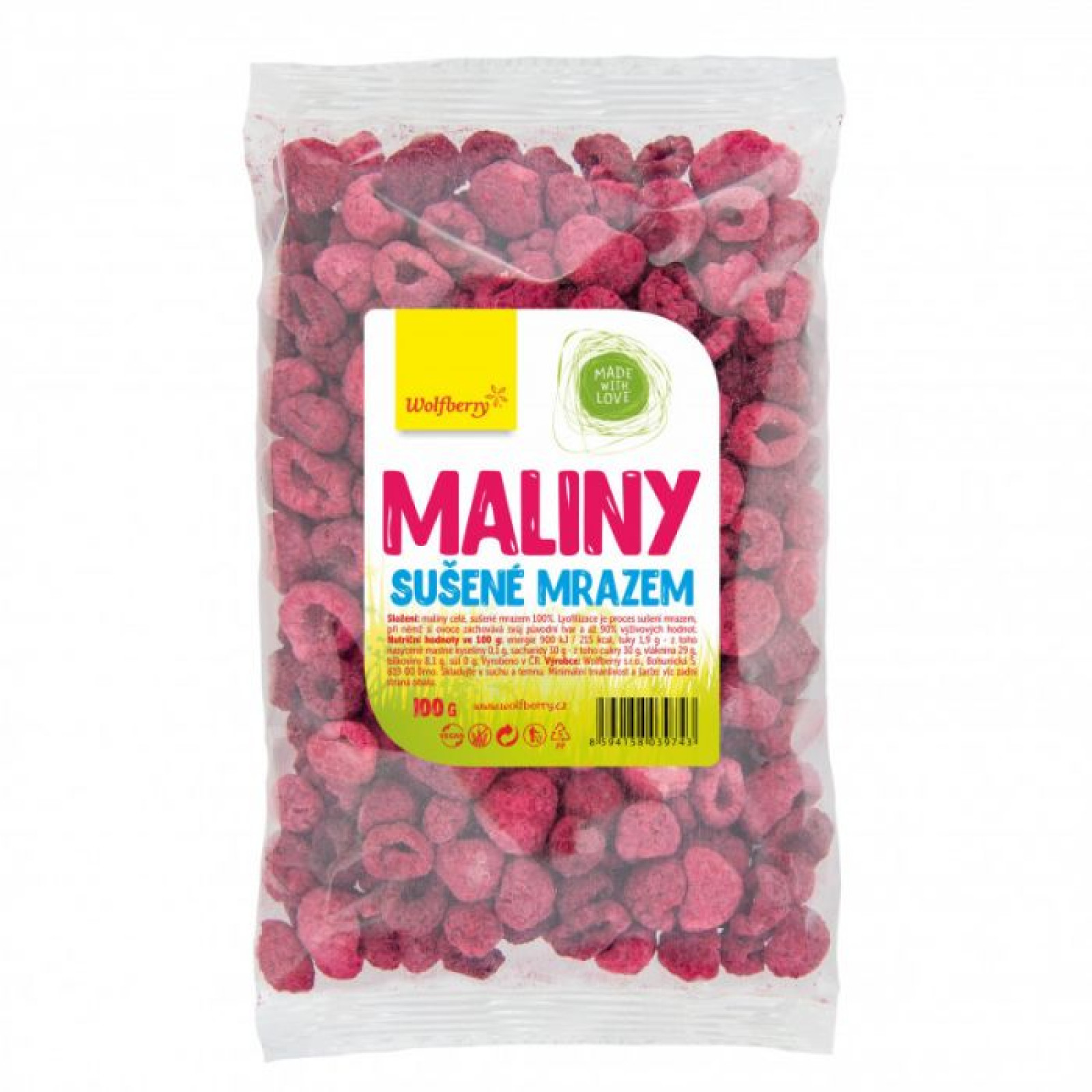 Wolfberry Maliny lyofilizované sušené mrazom - Hmotnosť: 0,1 kg | Balenie: 30 · záber 1