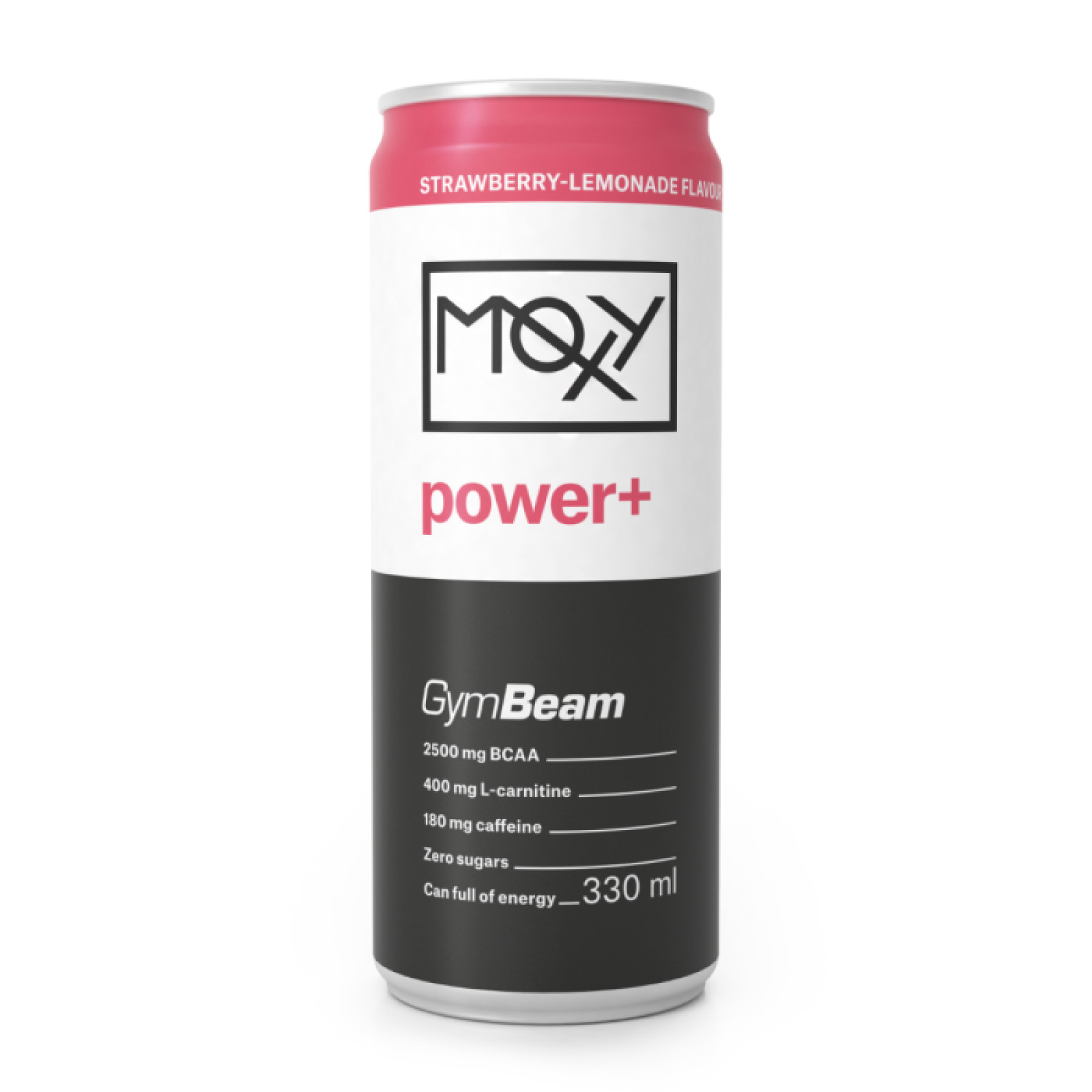 GymBeam MOXY power+ Energy Drink jahodová limonáda - Príchuť: Jahodová limonáda | Hmotnosť: 0,32 kg | Objem: 330 ml | Balenie: 24 · záber 1