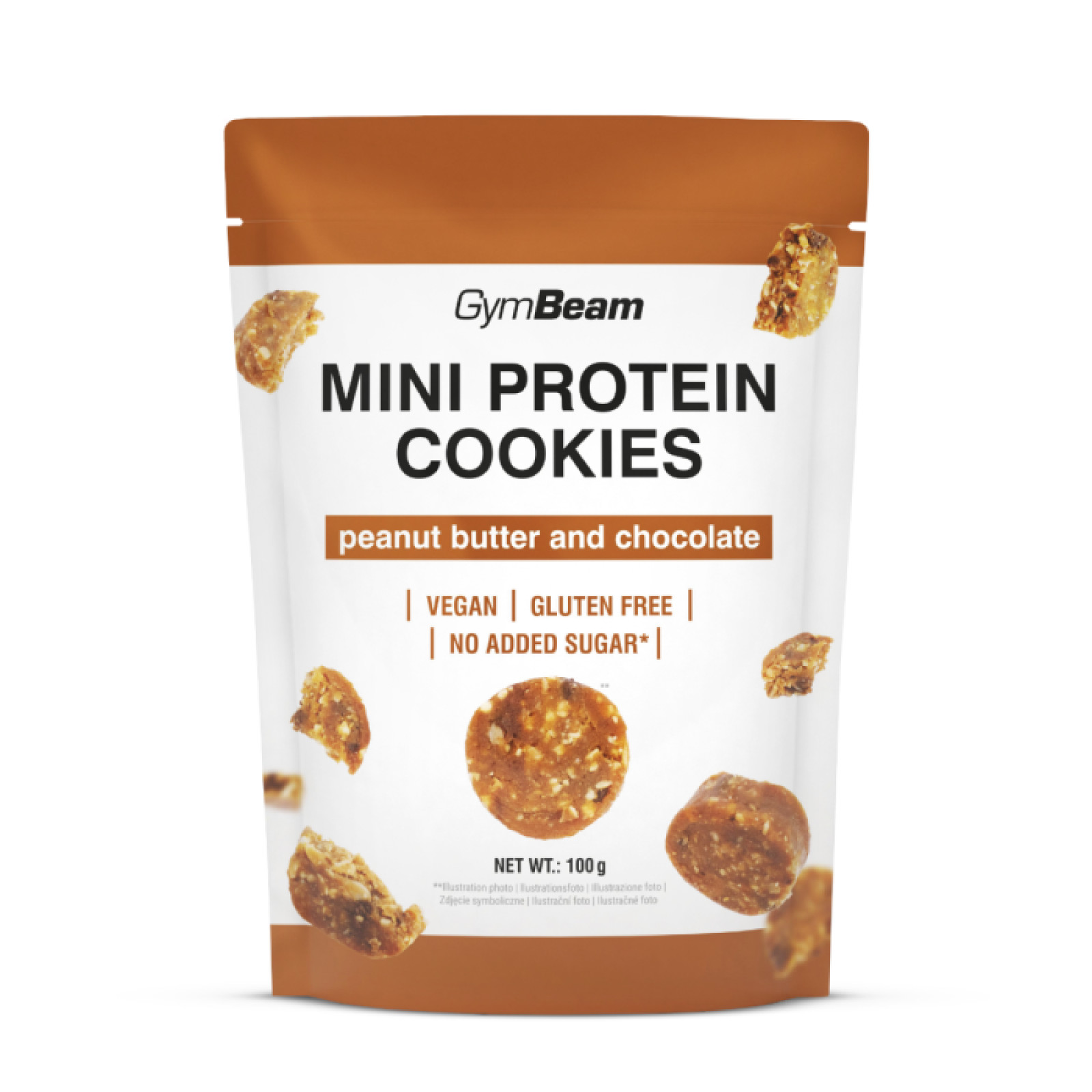 GymBeam Mini Protein Cookies arašidové maslo čokoláda - Príchuť: Arašidové maslo čokoláda | Hmotnosť: 0,1 kg | Balenie: 20 · záber 1