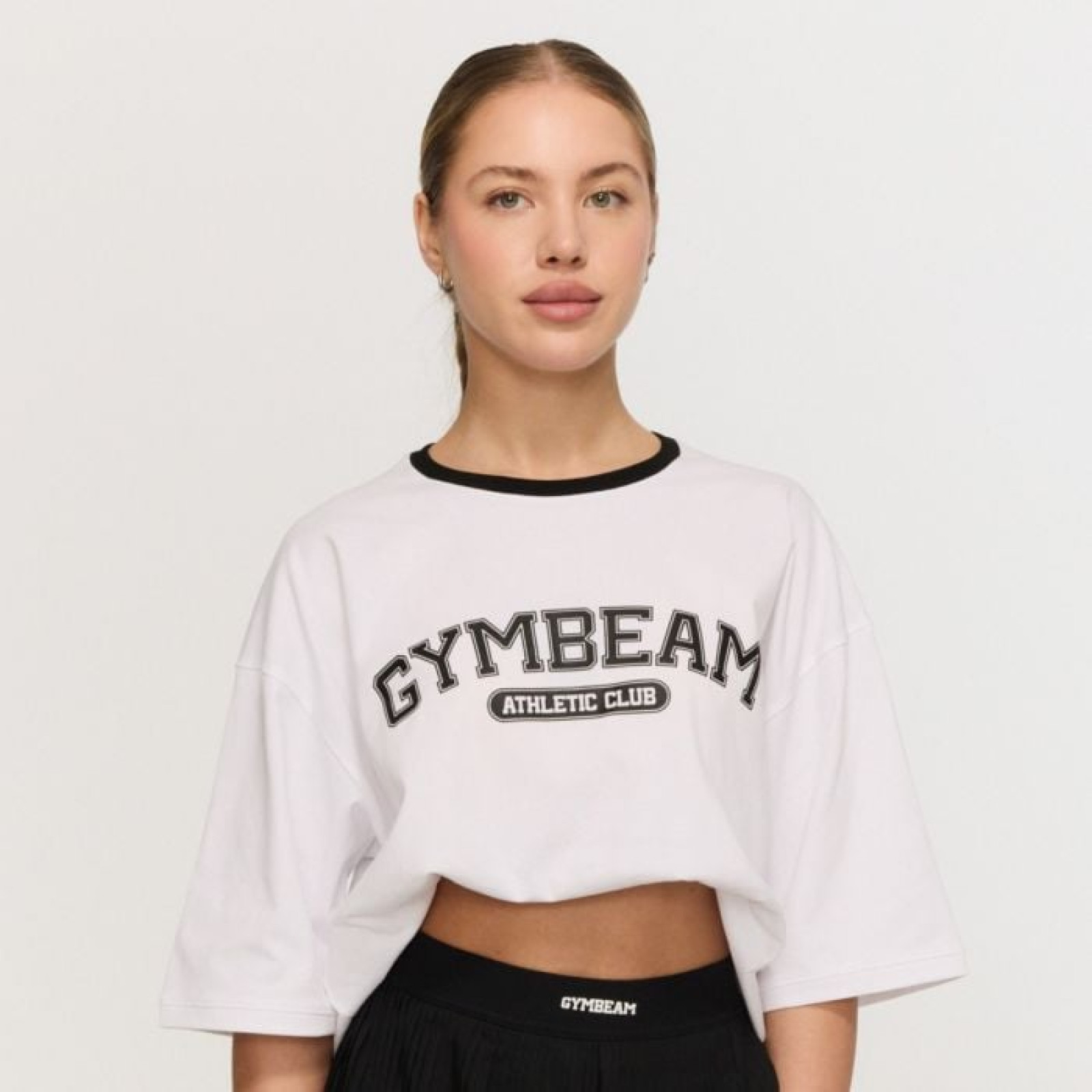 GymBeam Dámske tričko Oversized Varsity White L · záber 1