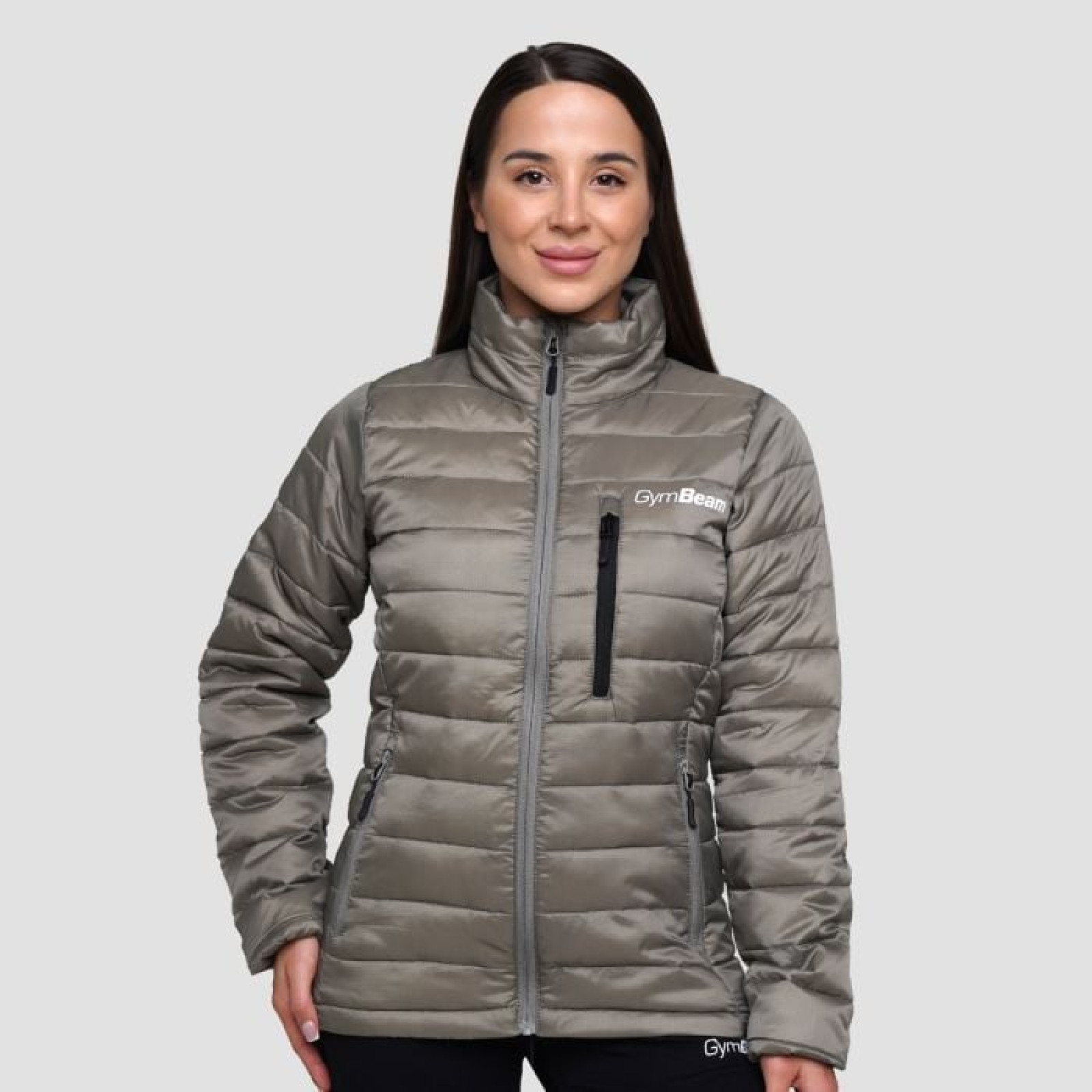 GymBeam Dámska bunda Puffer Vetiver/Black LL · záber 1