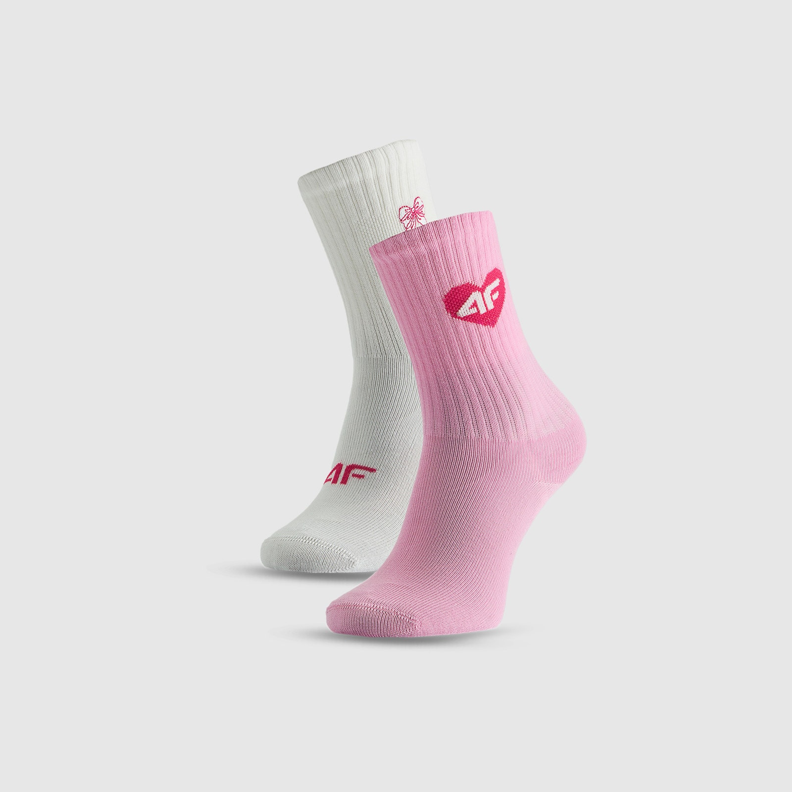 Dlhé ponožky (2-pack) dievčenské - biela+ružová · záber 1