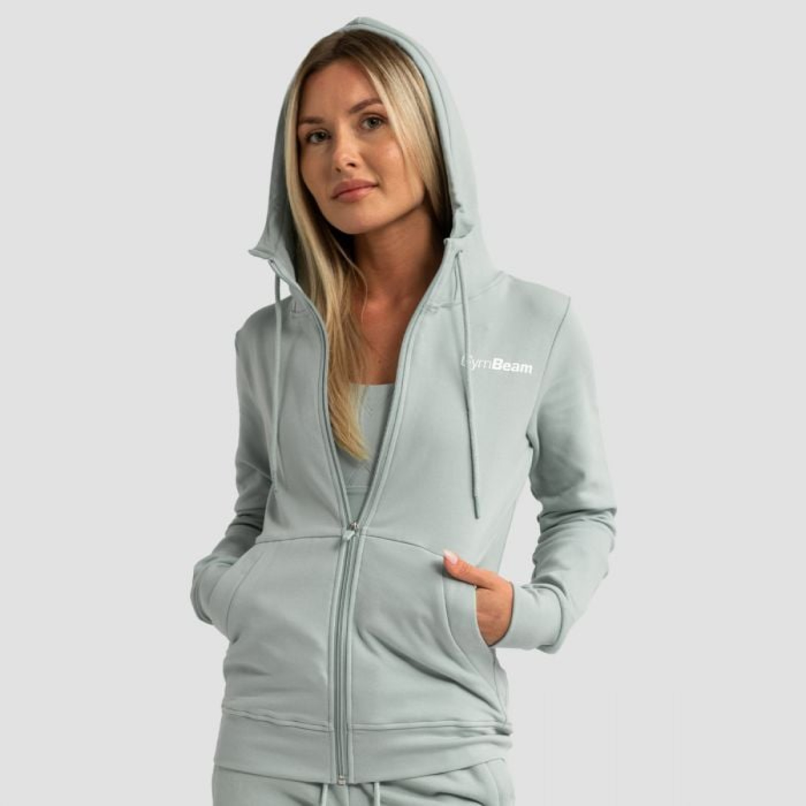 GymBeam Dámska mikina so zipsom Limitless Eucalypt LL · záber 1