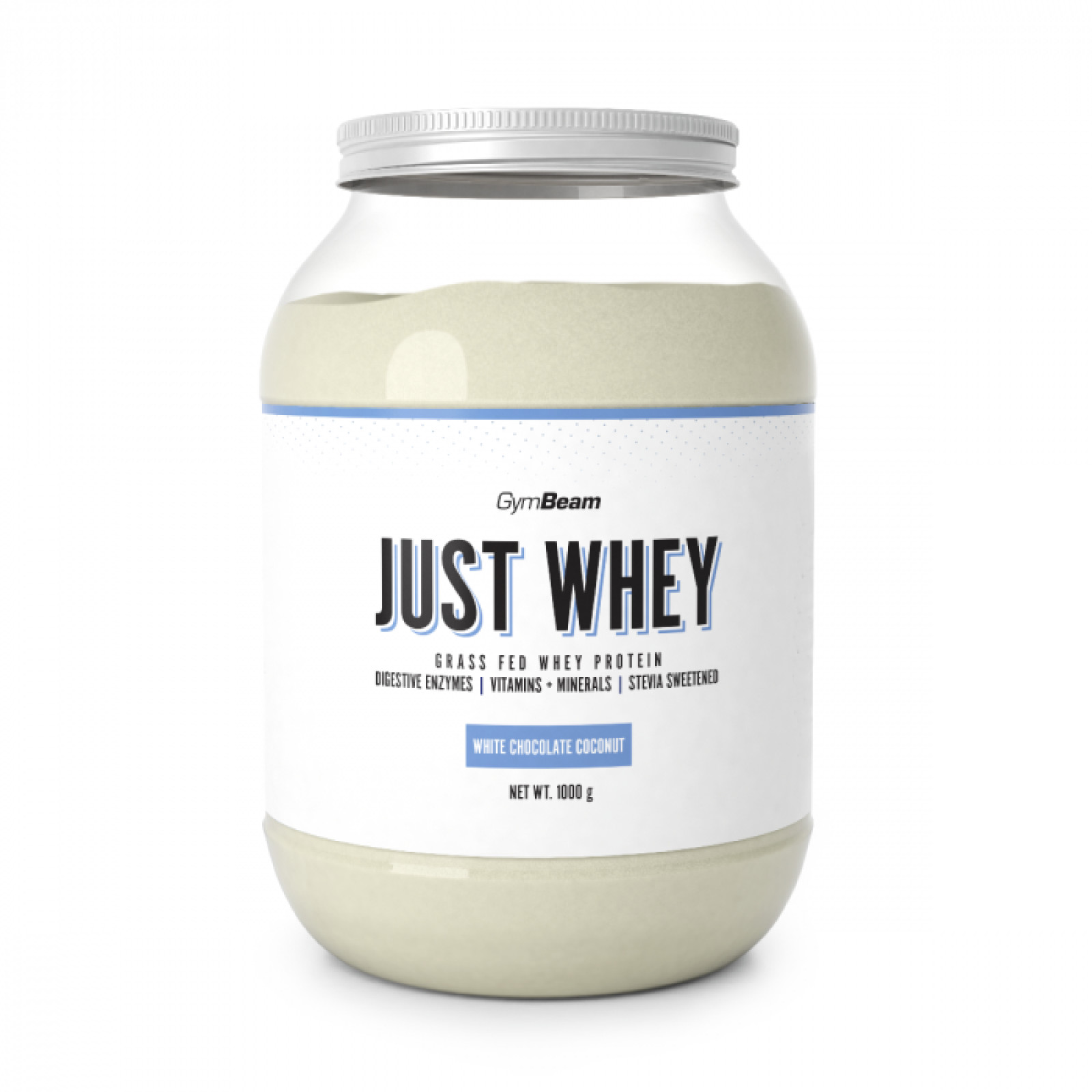GymBeam Just Whey biela čokoláda kokos - Príchuť: Biela čokoláda kokos | Hmotnosť: 1 kg · záber 1