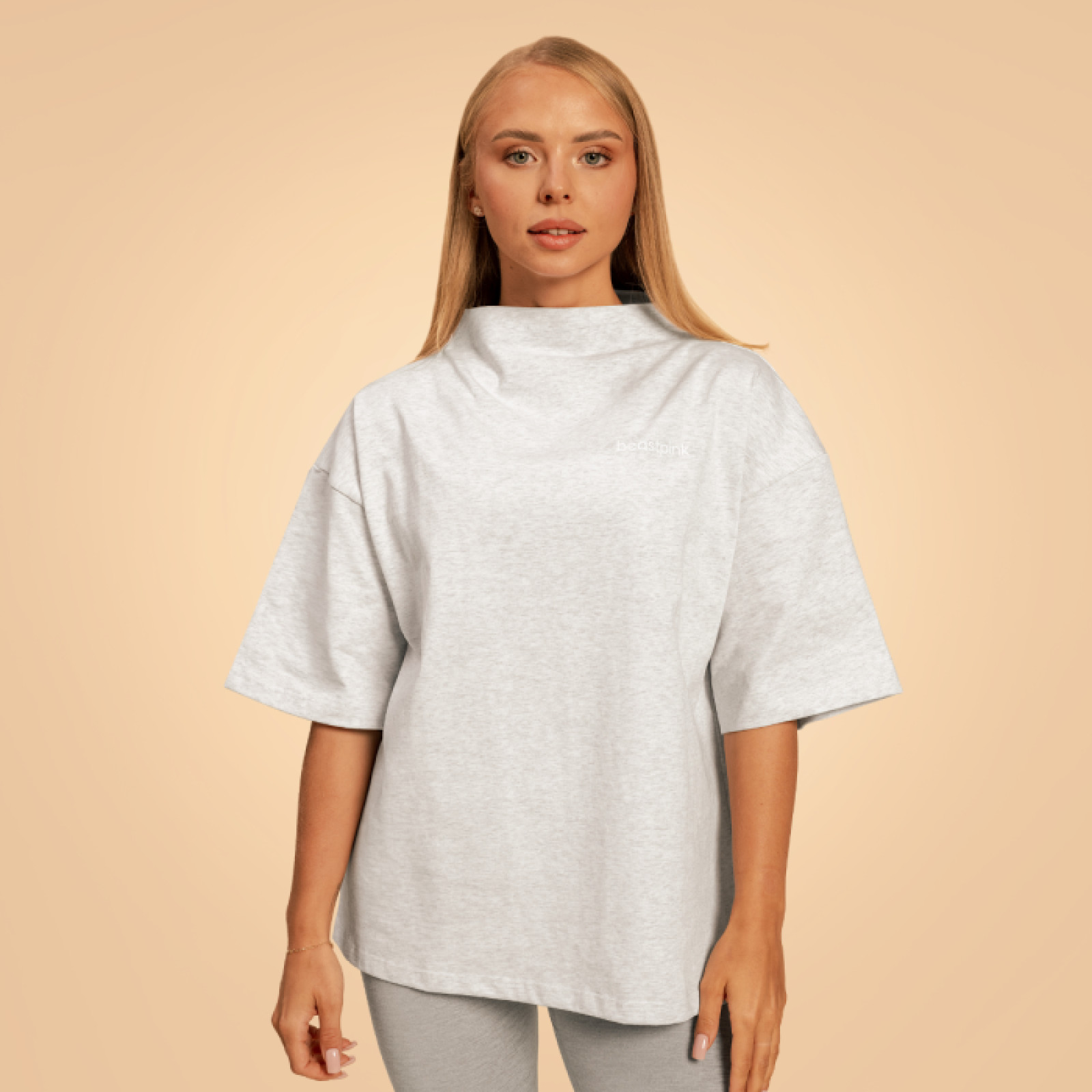 BeastPink Dámske tričko Oversized Bliss Grey XSXS · záber 1