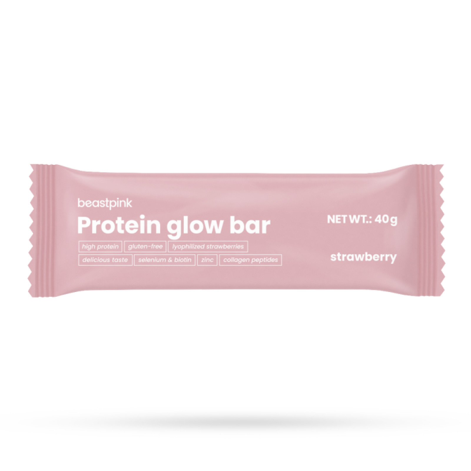 BeastPink Proteínová tyčinka GlowBar jahoda - Príchuť: Jahoda | Hmotnosť: 0,04 kg | Balenie: 25 · záber 1