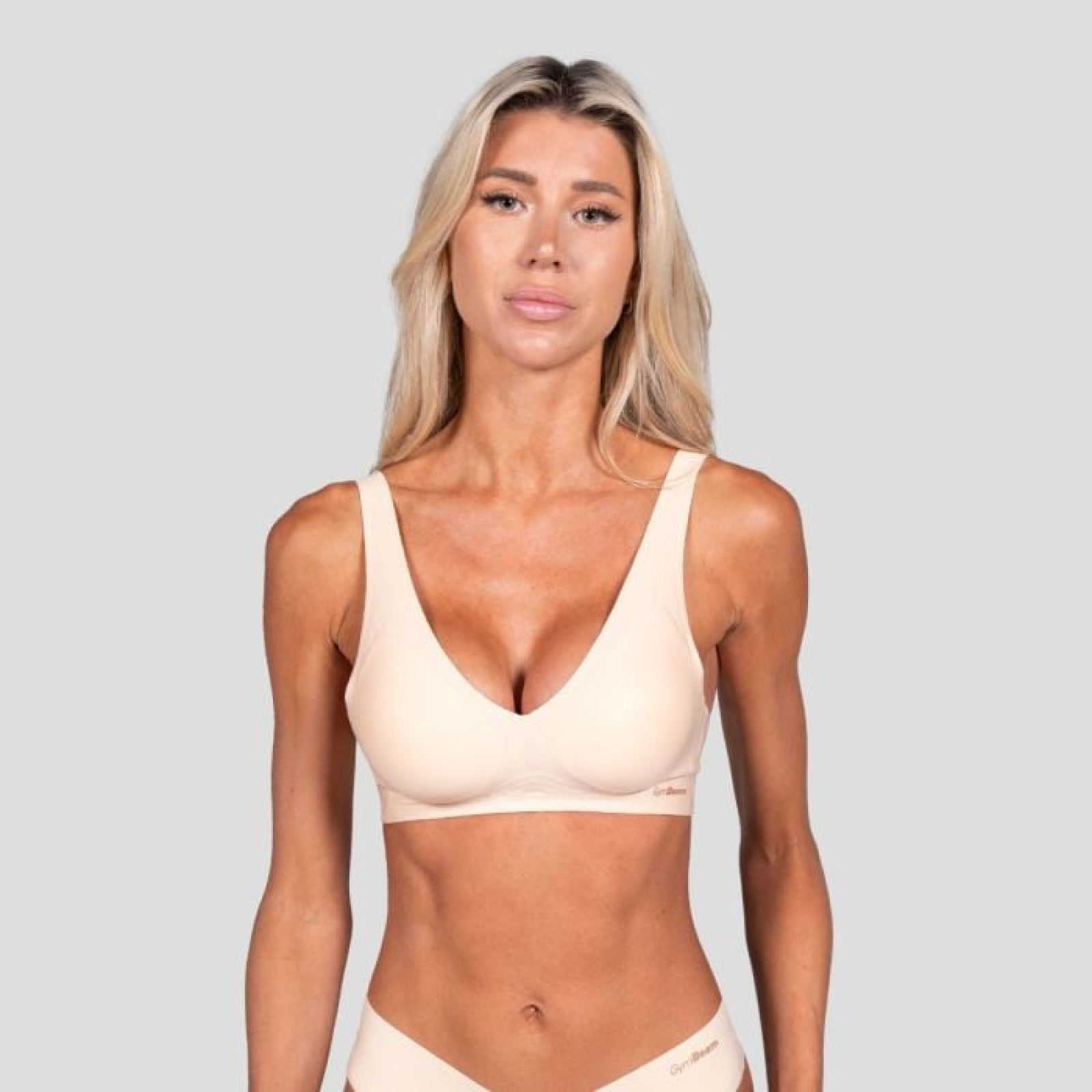 GymBeam Bezšvová podprsenka Comfy Beige XS · záber 1