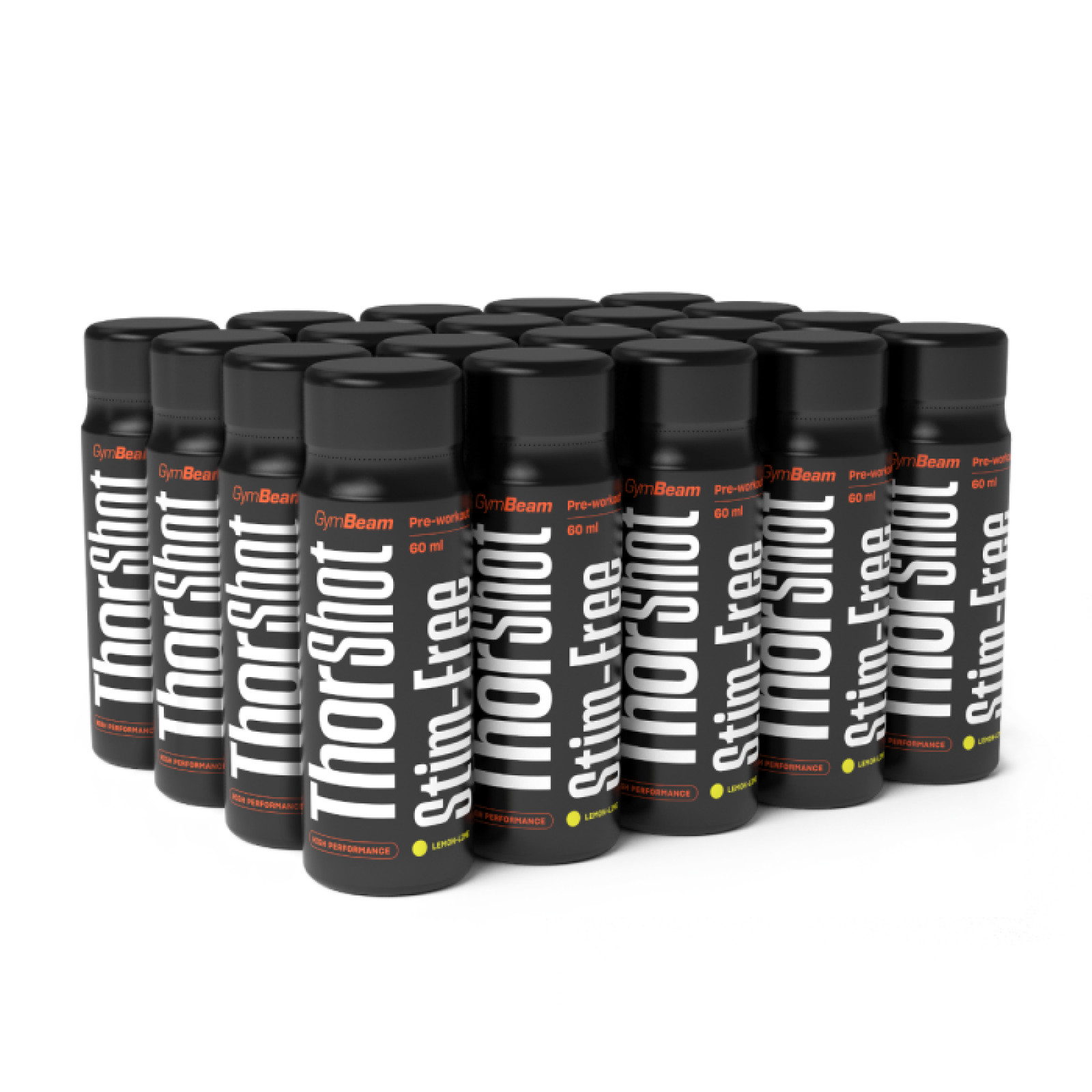 GymBeam Thor Stim-free shot citrón limetka - Príchuť: Citrón limetka | Hmotnosť: 1,2 kg | Objem: 20 x 60 ml · záber 1