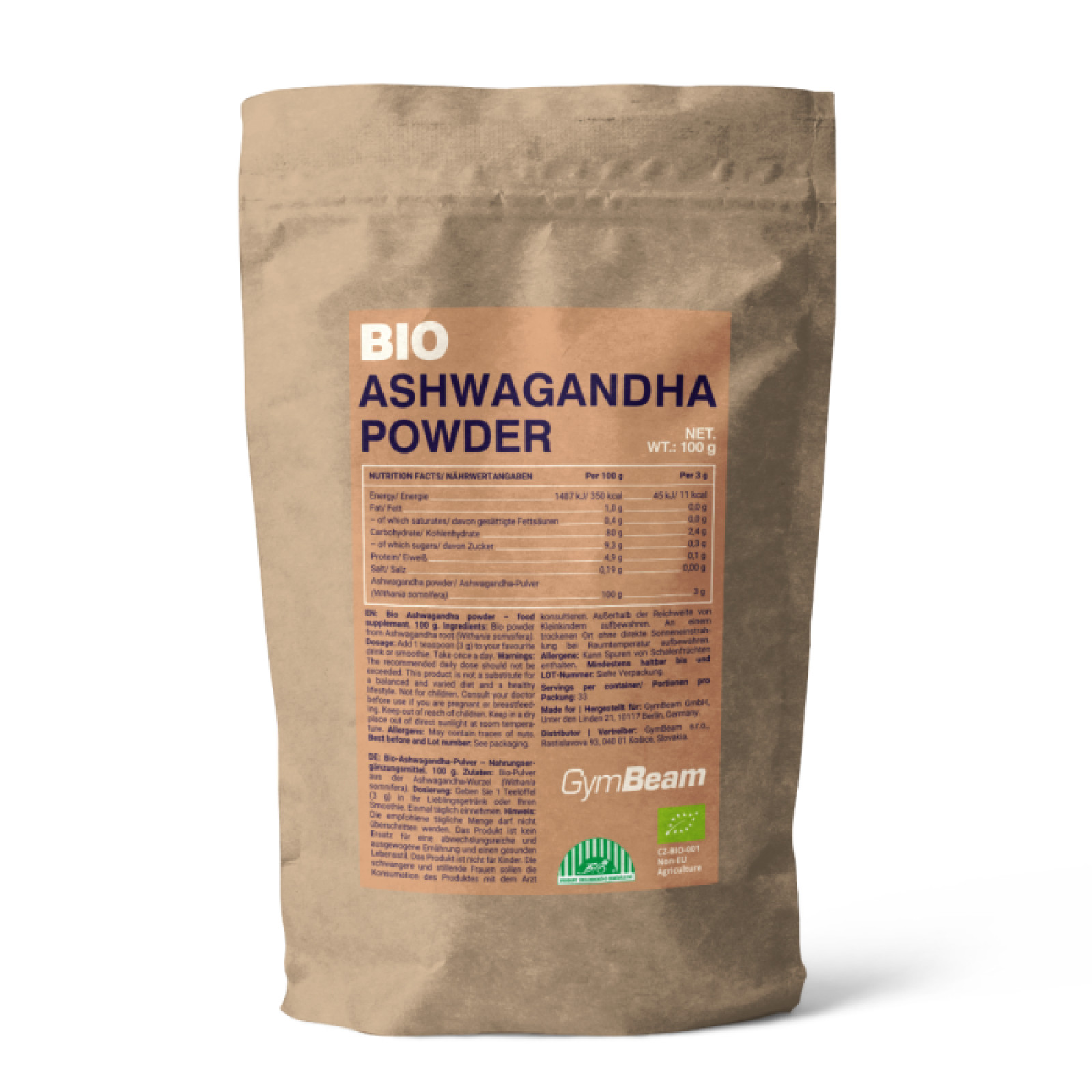 GymBeam BIO Ashwagandha prášok · záber 1
