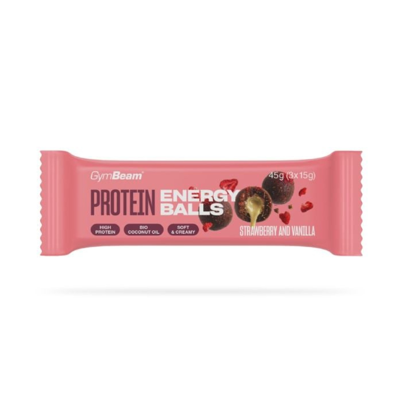 Protein energy balls - Gymbeam jahoda vanilka - Príchuť: Jahoda vanilka | Hmotnosť: 0,045 kg · záber 1