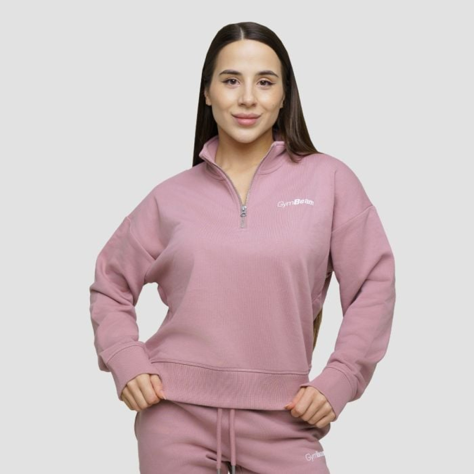 GymBeam Dámska mikina 1/2 Zip Agile Woodrose XLXL · záber 1