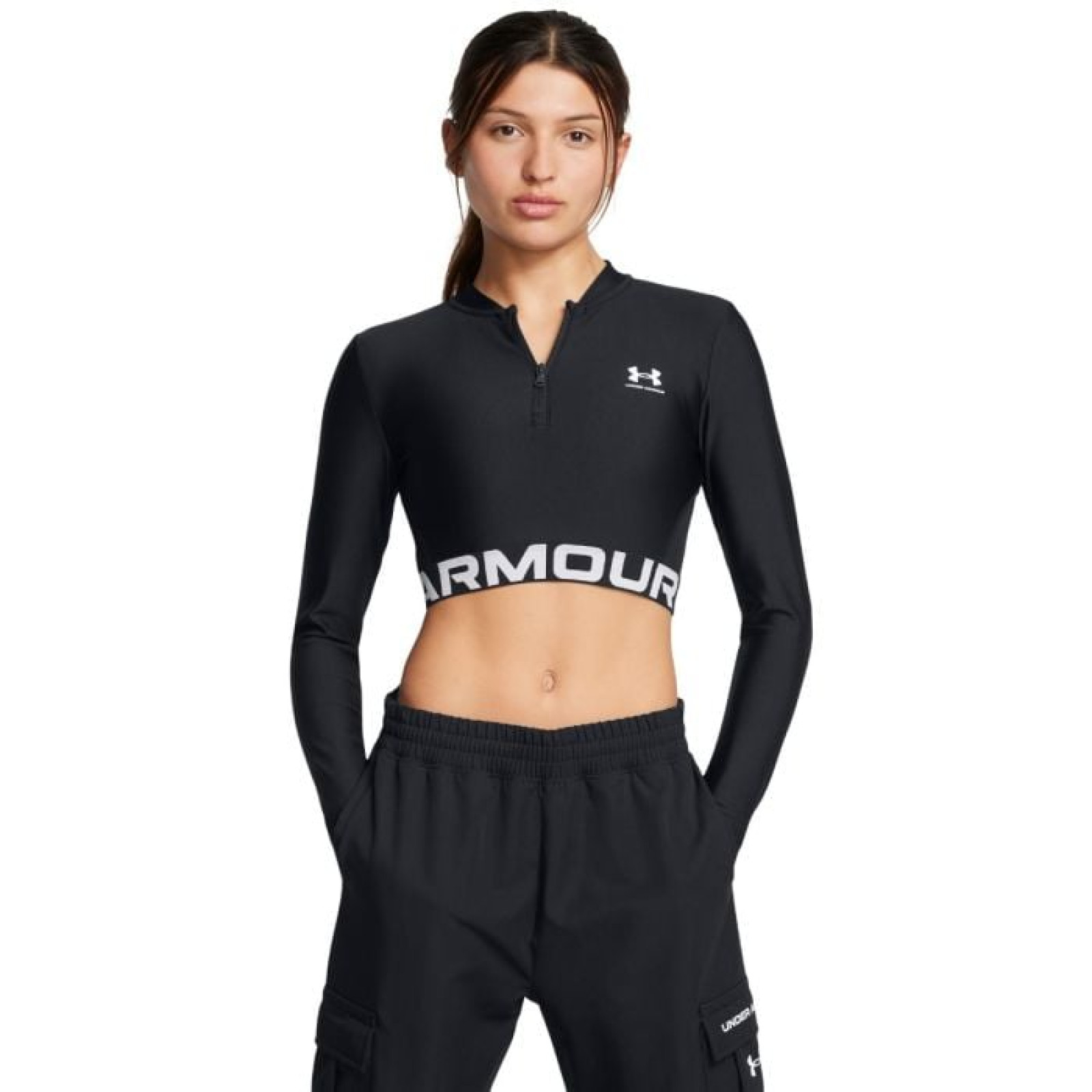 Under Armour Dámsky top HeatGear Rib 1/4 Zip LS Black XLXL · záber 1