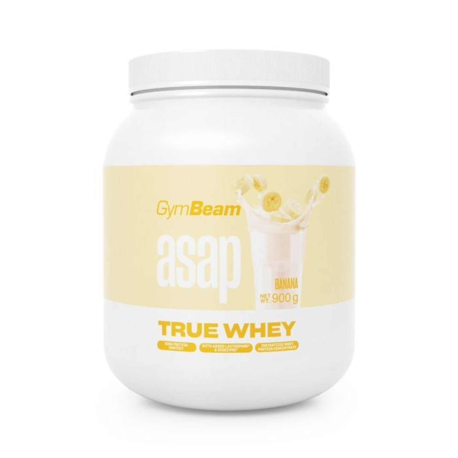 GymBeam ASAP True Whey banán - Príchuť: Banán | Hmotnosť: 0,9 kg | Balenie: 36 · záber 1