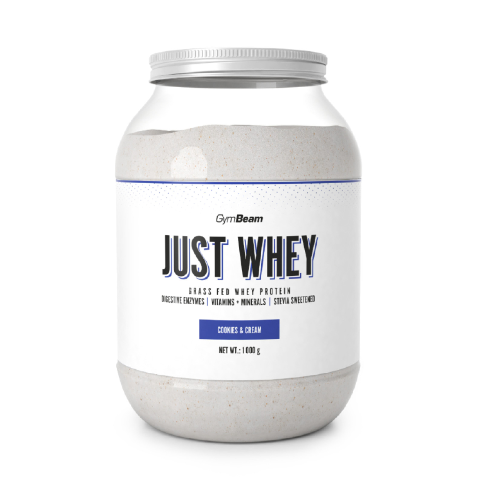 GymBeam Just Whey cookies & cream - Príchuť: Cookies & cream | Hmotnosť: 1 kg · záber 1