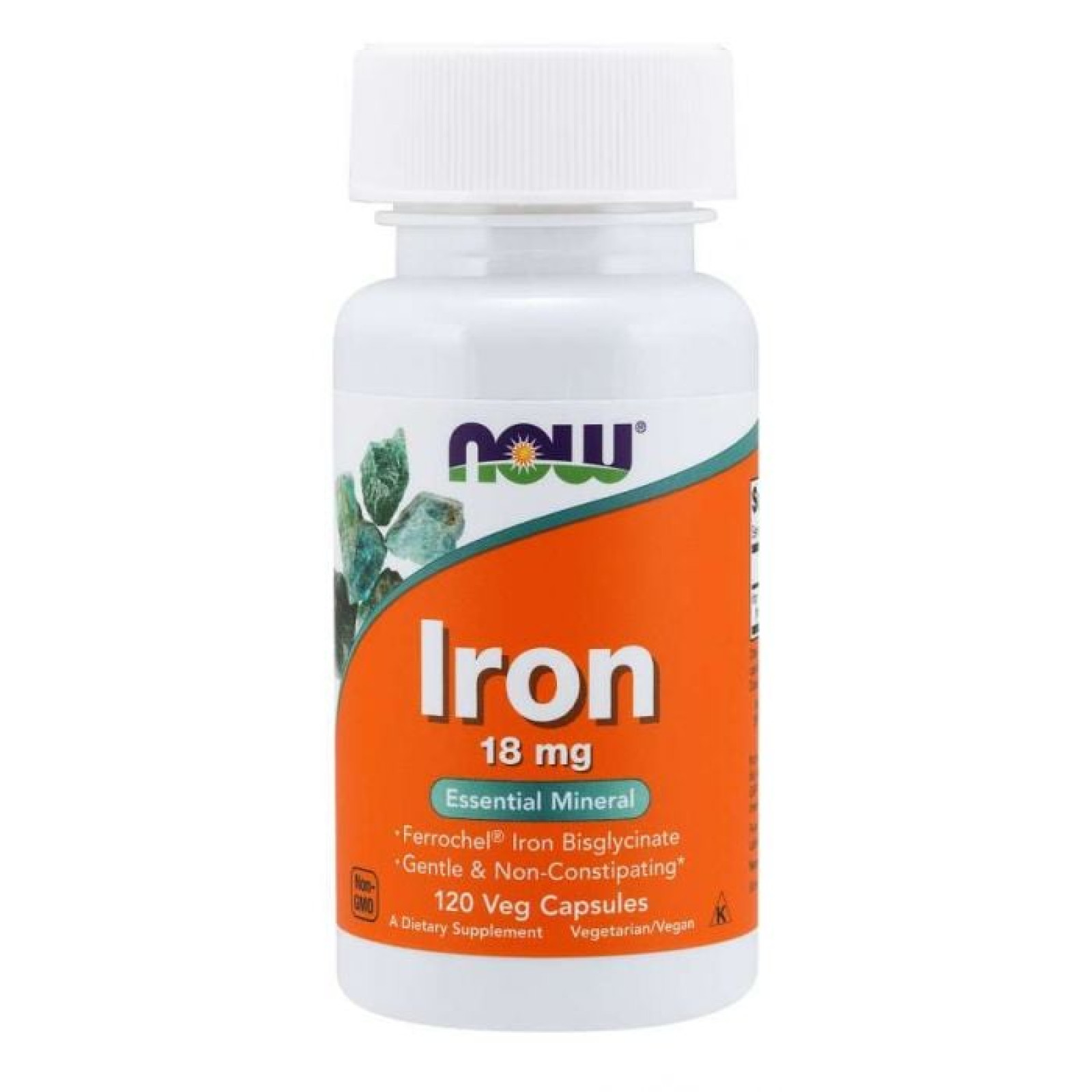 NOW Iron Bisglycinate železo chelát Ferrochel 18 mg 120 kapsúl · záber 1